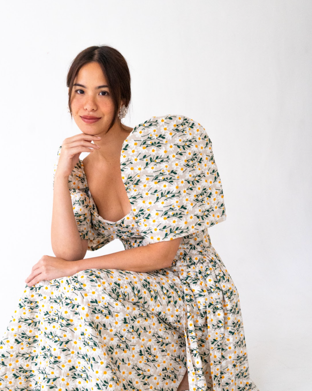 White Floral Filipiniana