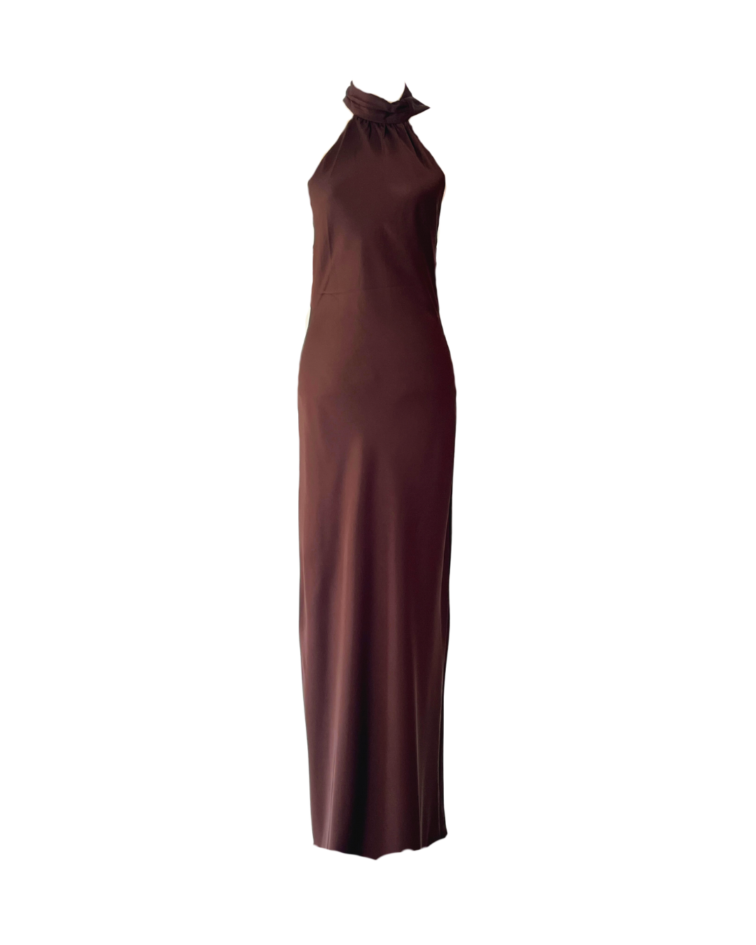 Keena Silk Maxi Dress in Chocolate