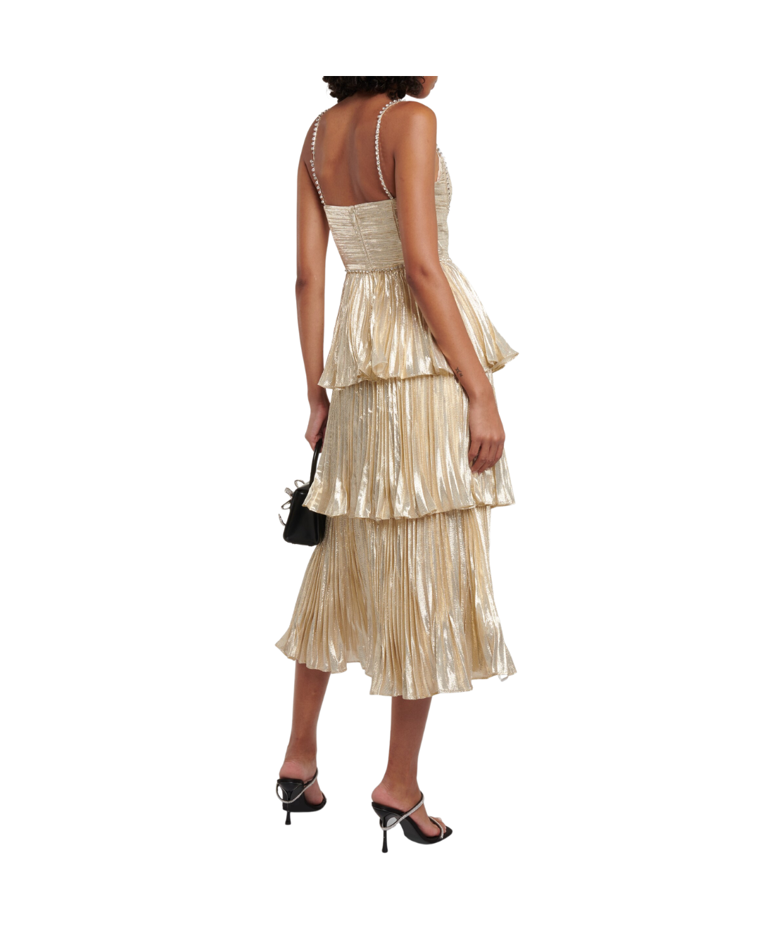 Metallic Tiered Midi Dress