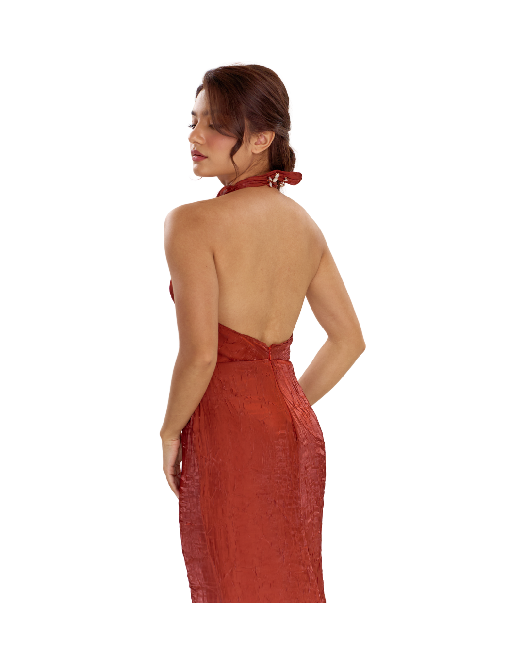 Burnt Orange Halter Dress