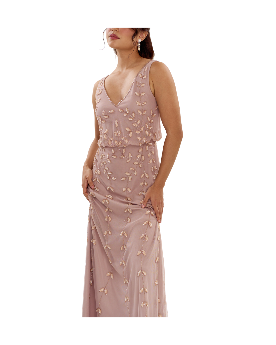 Blush Floral Beaded Dress