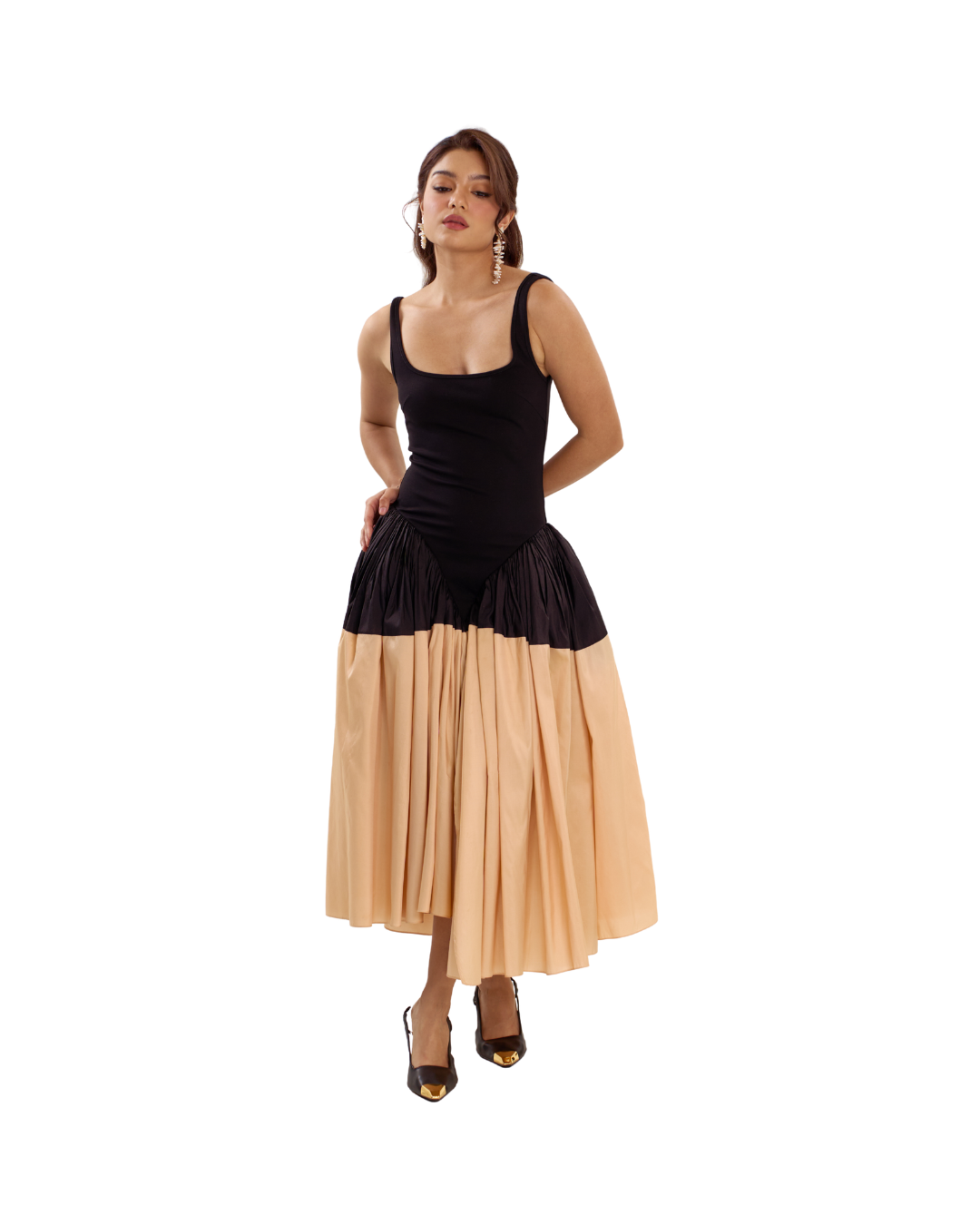 Alina Two Tone Silk Dress