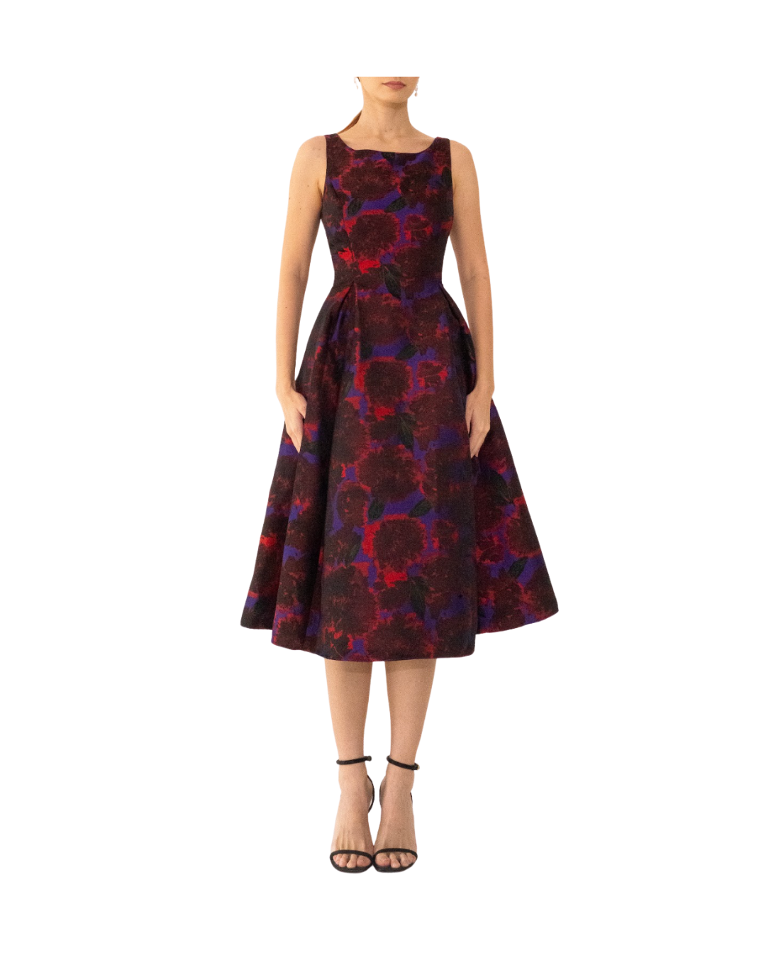 Red Floral A-Line Dress