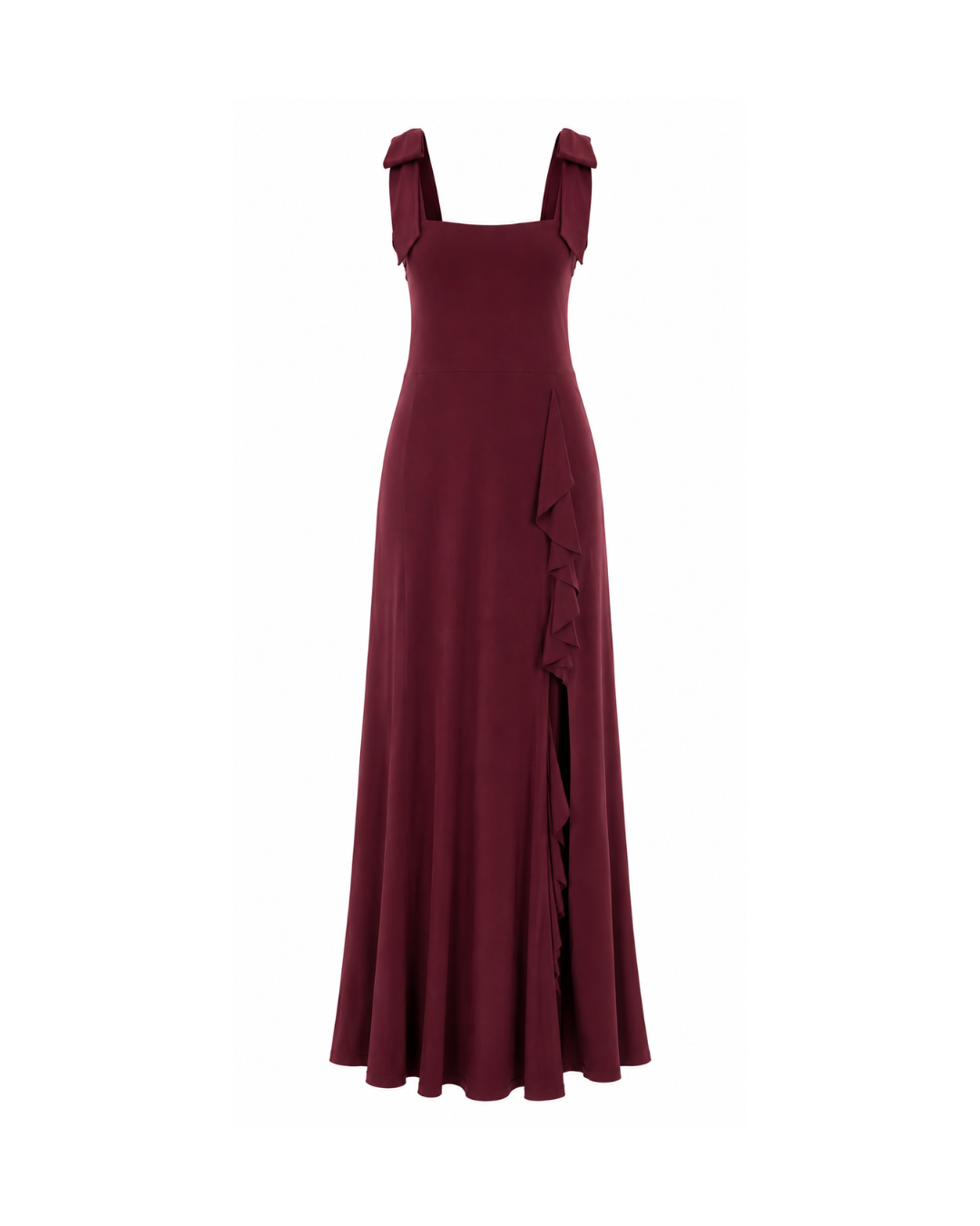 Wine Red Dress with Ribbon Straps