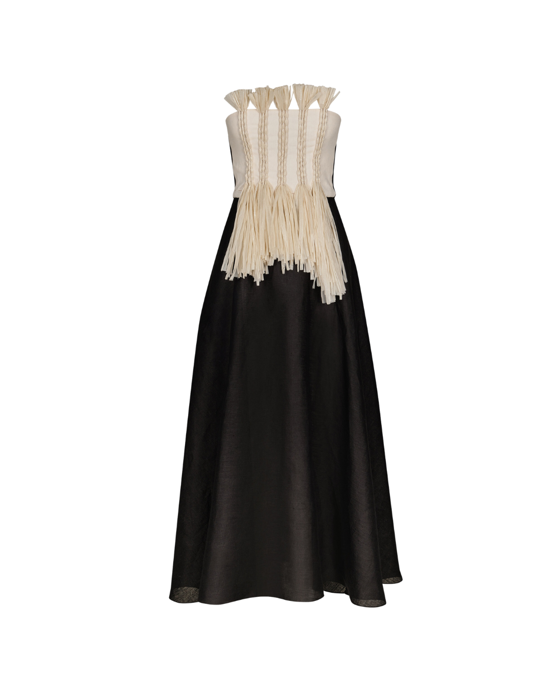 Embroidered Raffia Linen Midi Dress
