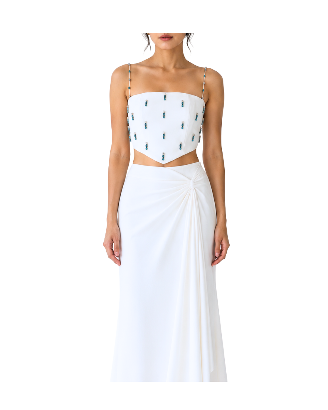 White Beaded Backless Top