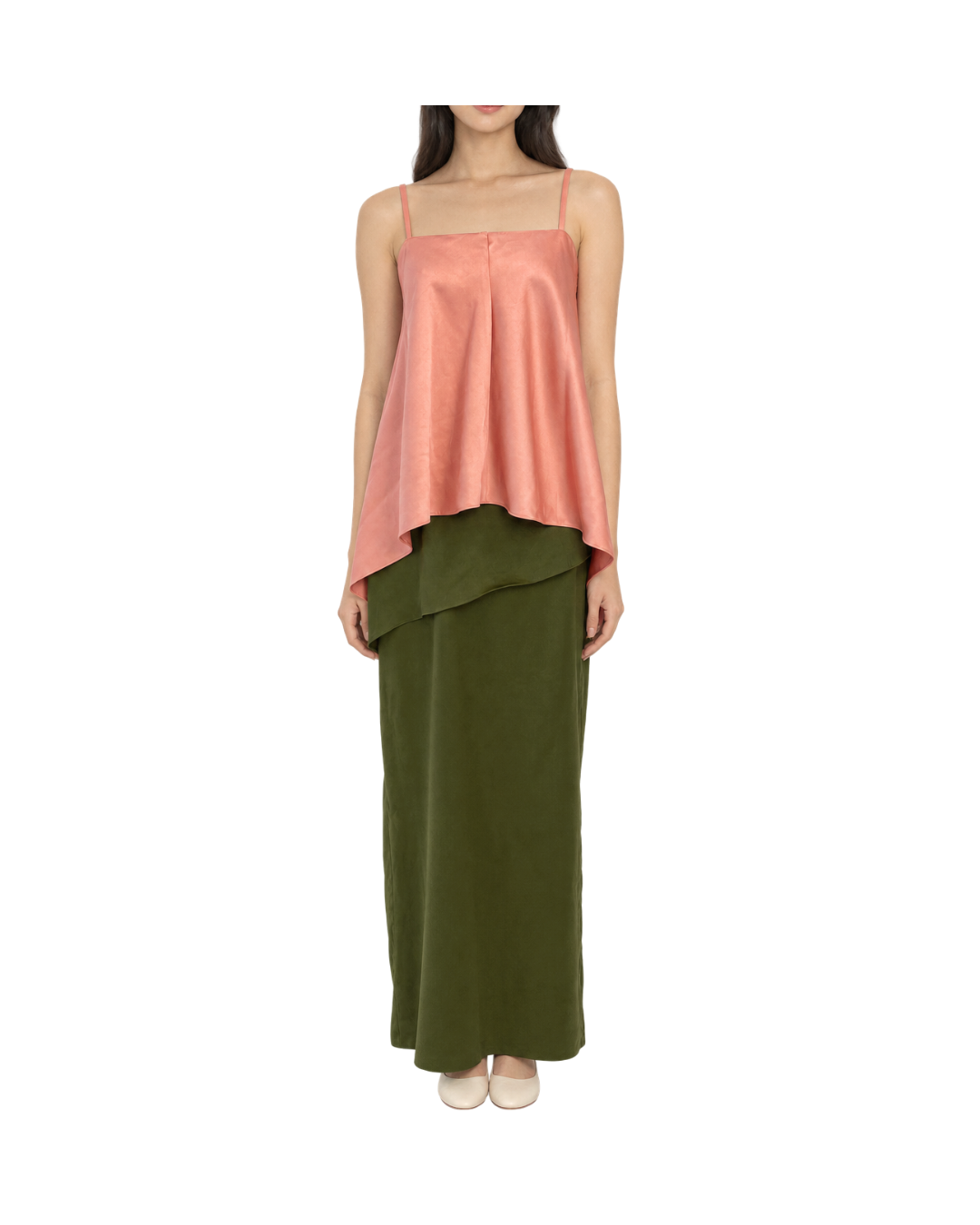Olive Asymmetrical Maxi Skirt