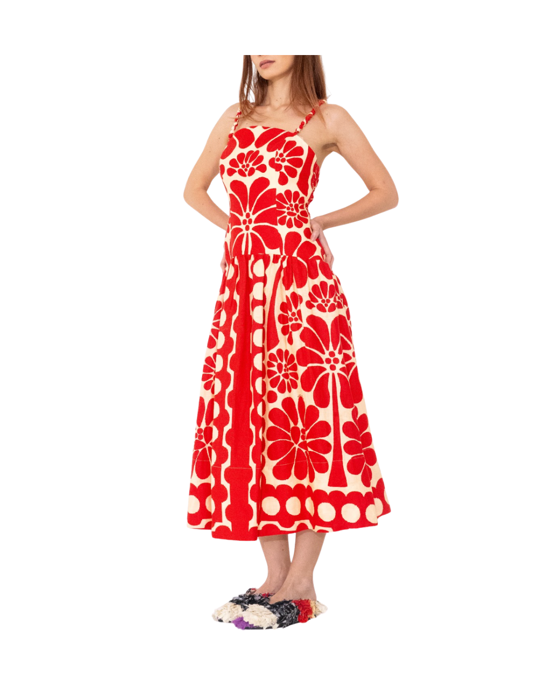 Red Palermo Sleeveless Midi Dress