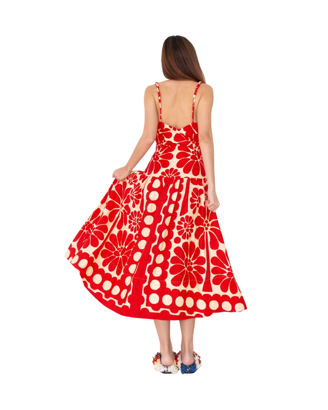 Red Palermo Sleeveless Midi Dress