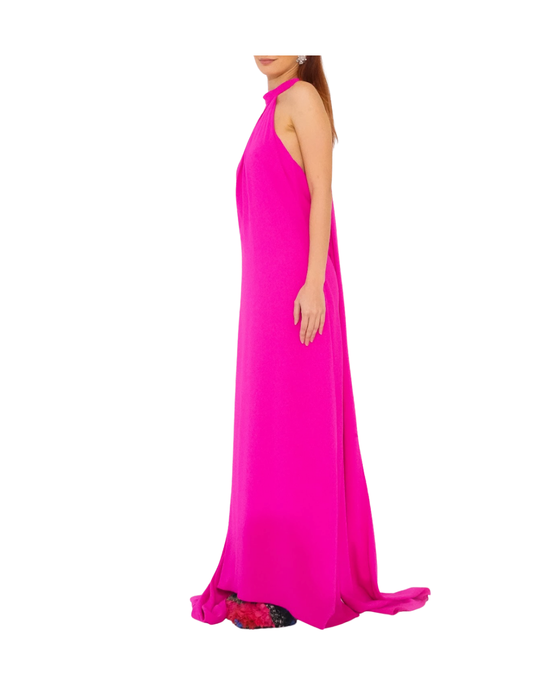 Hot Pink Halter Dress with Cape Detail