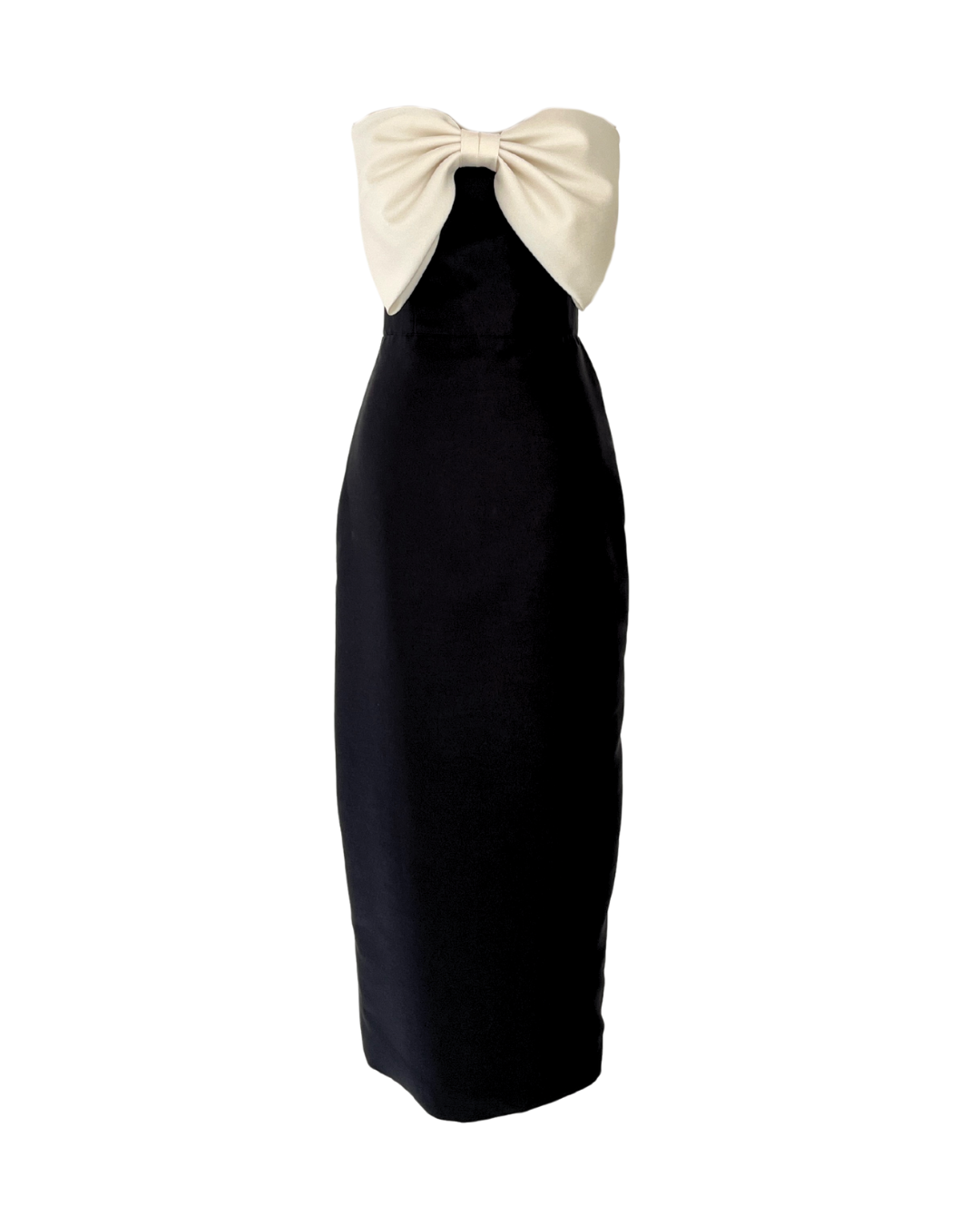 Black Midi Dress with White Bow Detail – VESTIDO