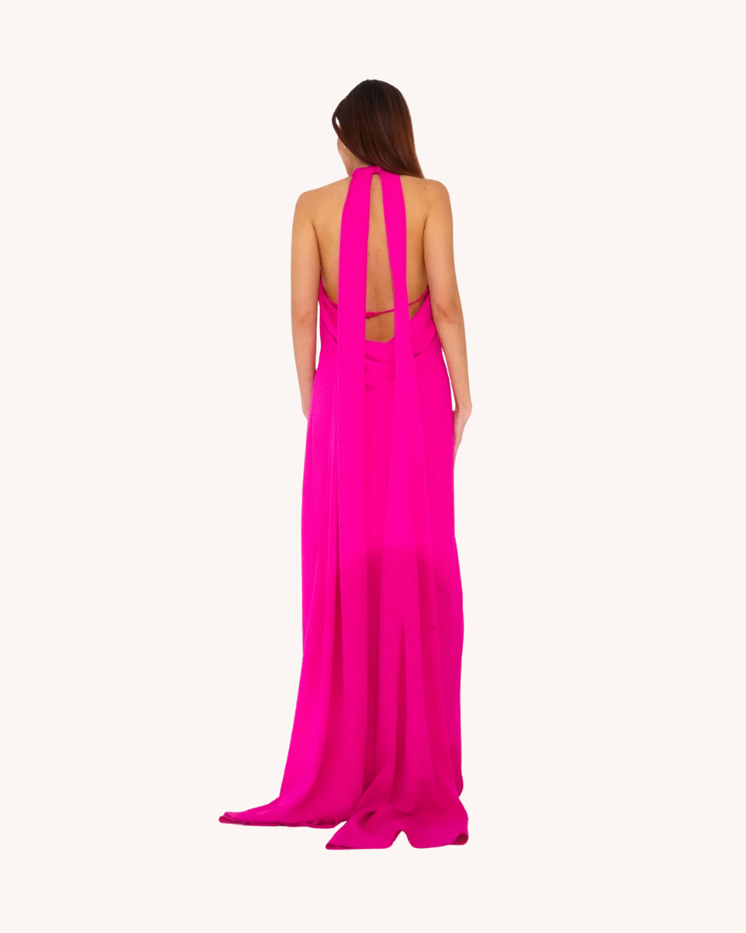 Hot Pink Halter Dress with Cape Detail