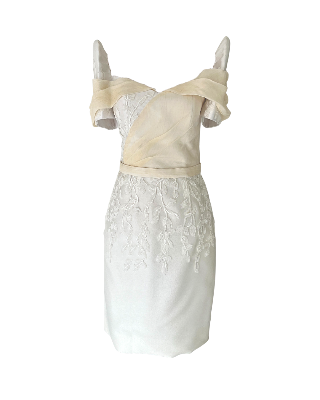 White Filipiniana Mini Dress with Flower Appliqués – VESTIDO
