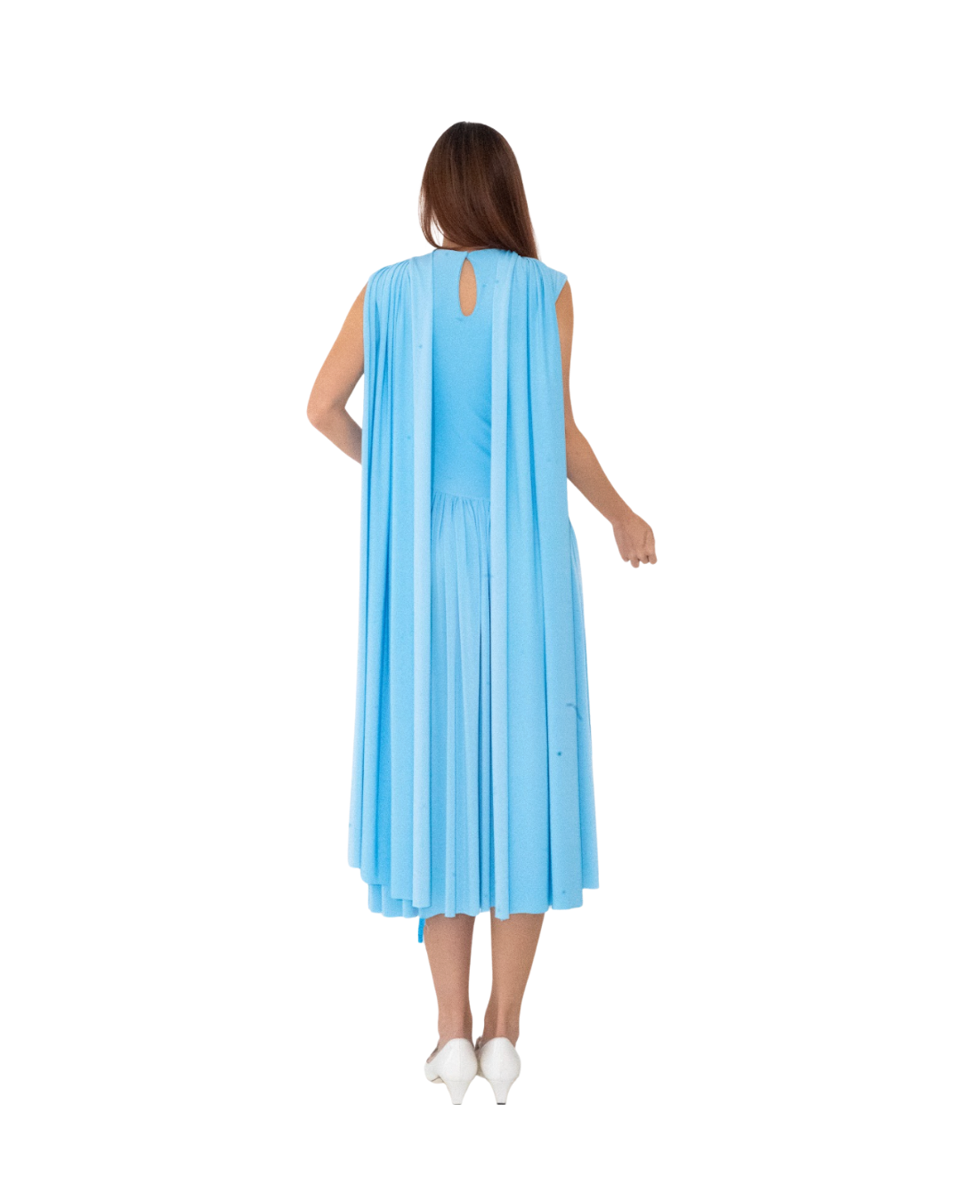 Blue Jersey Drop Waist Dress