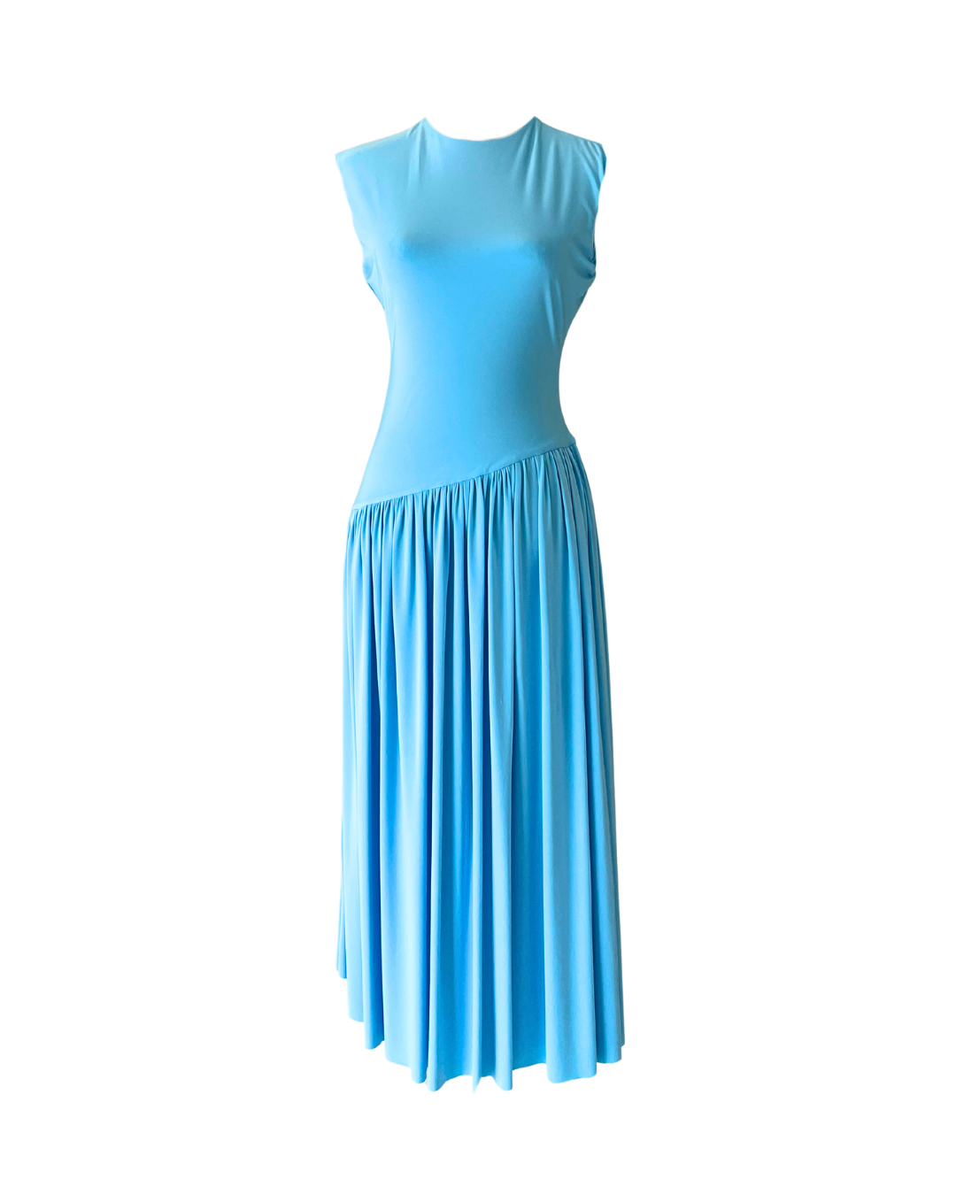 Blue Jersey Drop Waist Dress