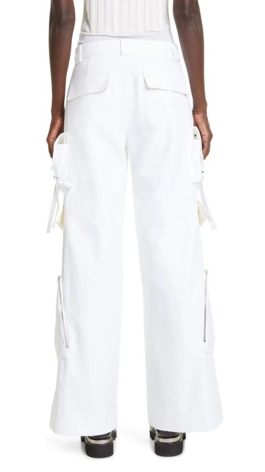 White Dynasty Multi Pocket Cotton Twill Cargo Pants