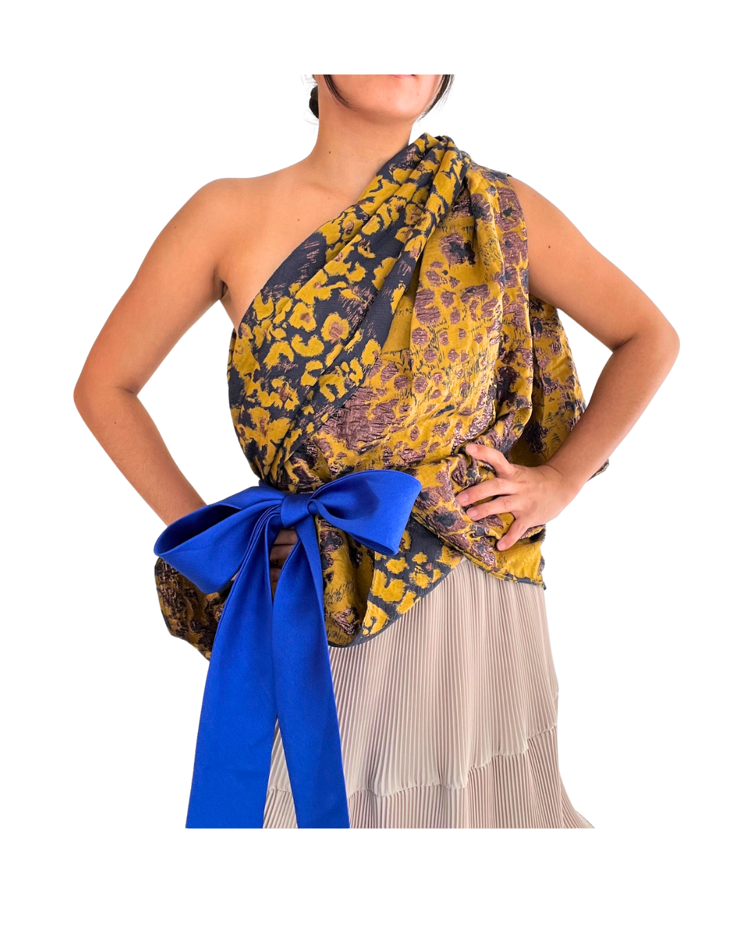 Yellow Printed Sculptural Top