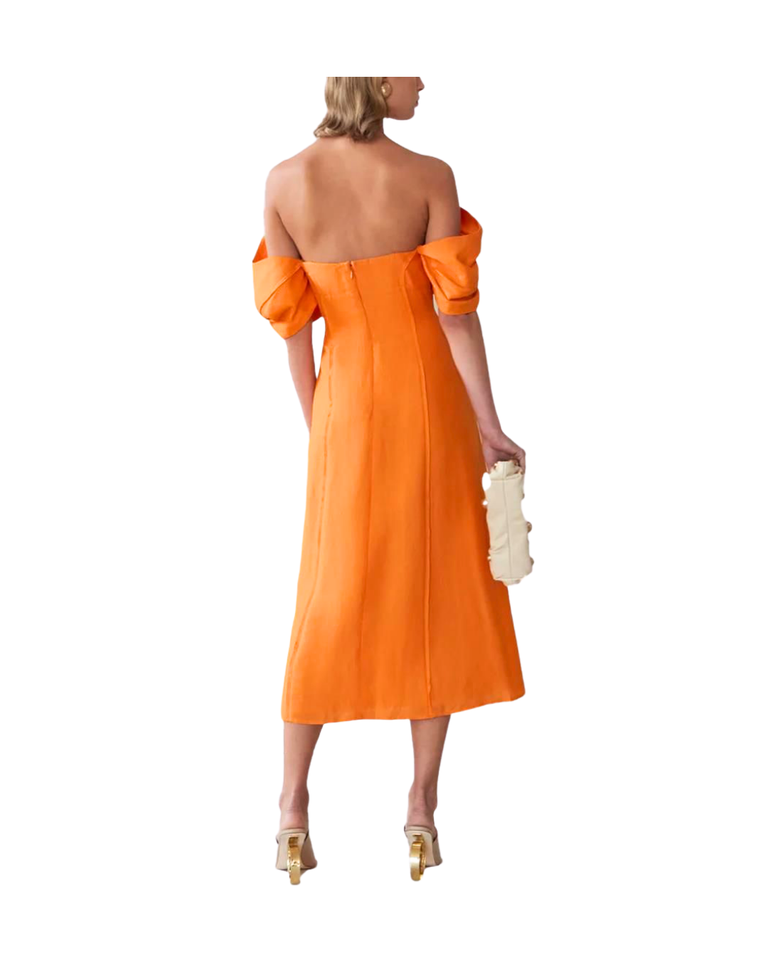 Orange Off-Shoulder Midi Dress