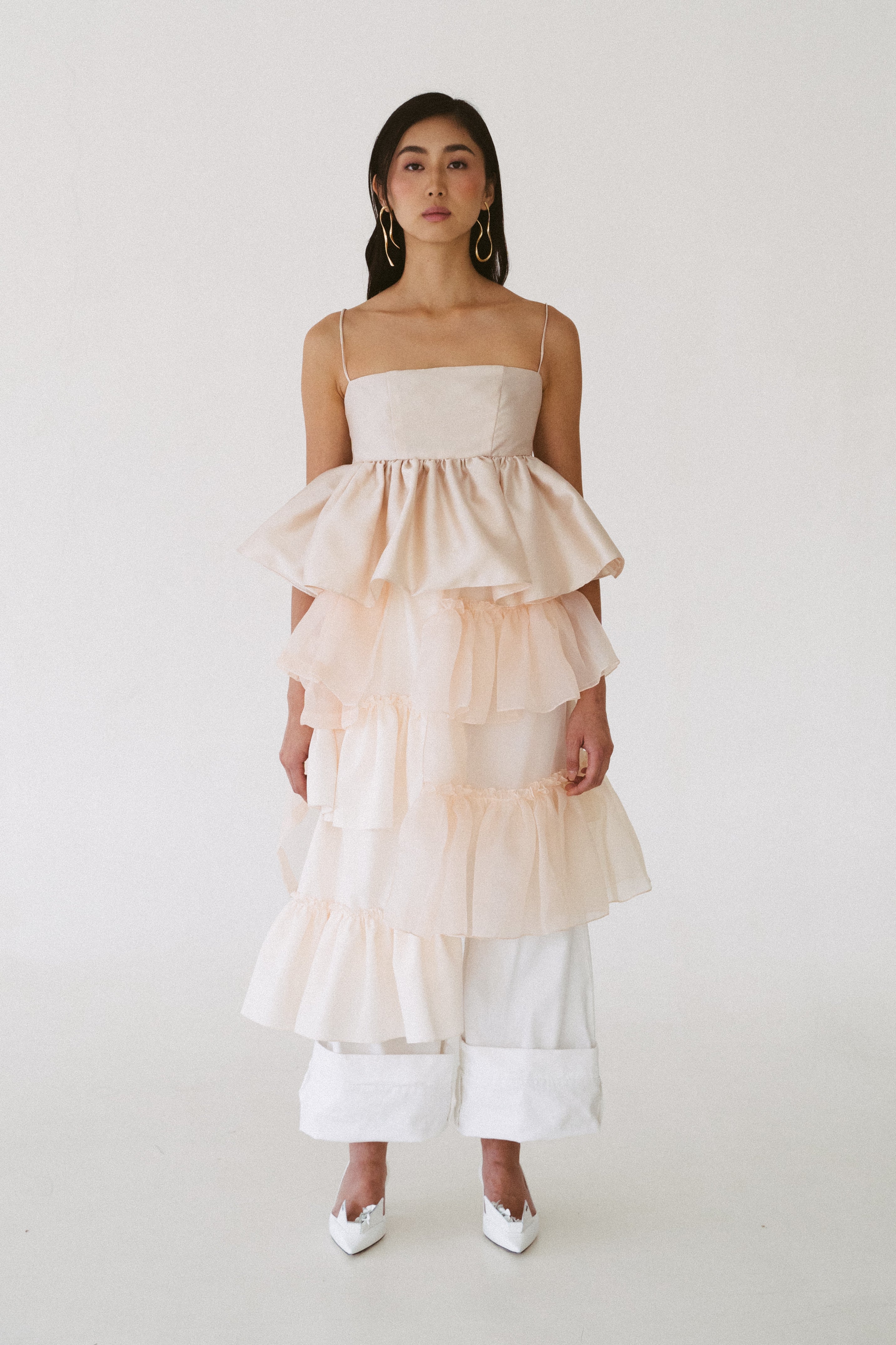 Cream Ruffled Skirt Belt