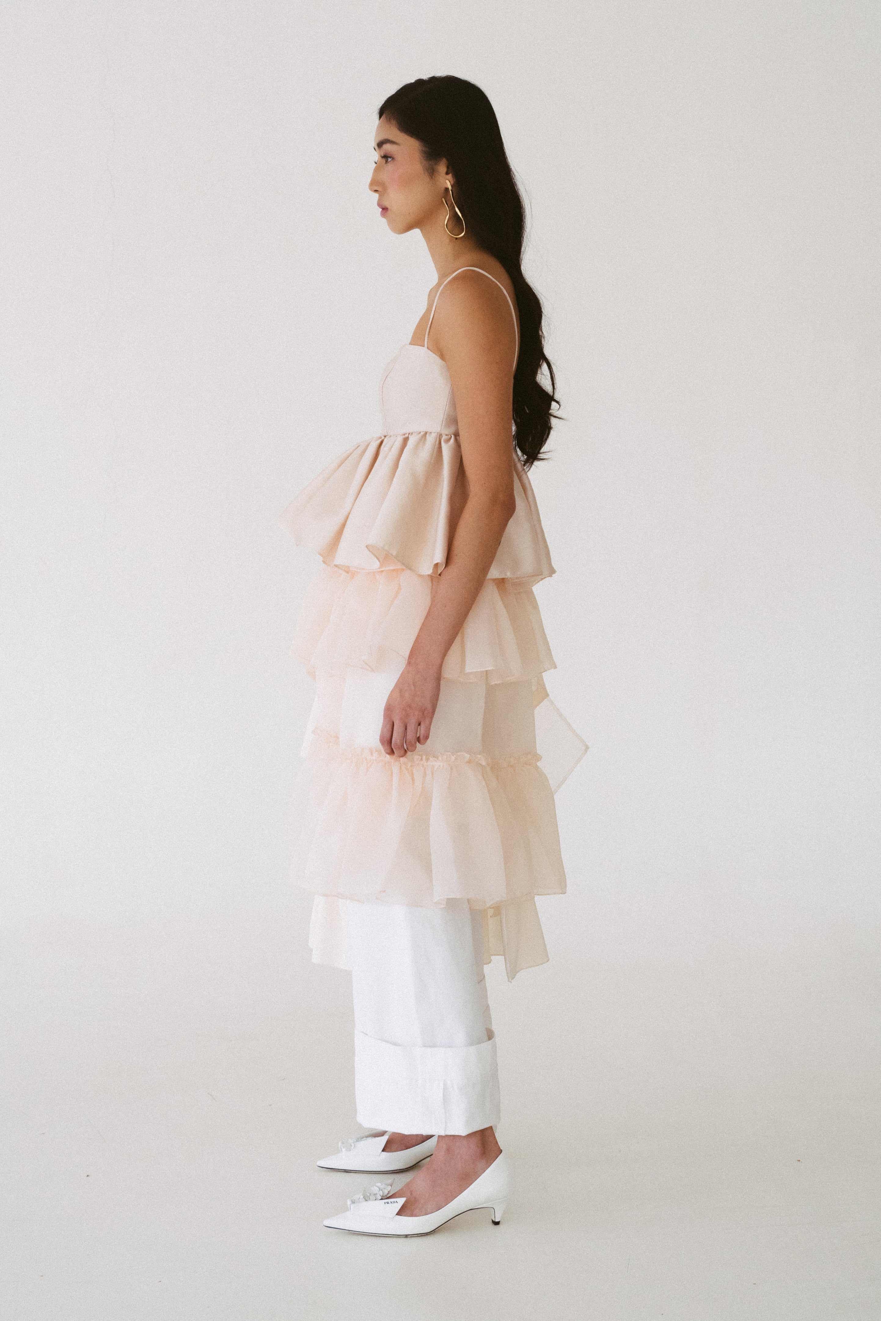 Cream Ruffled Skirt Belt