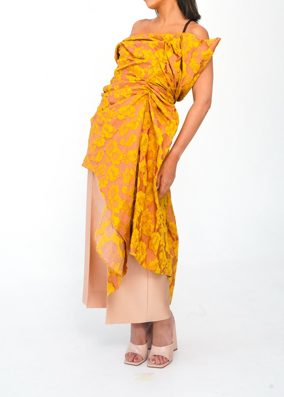 Brocade Yellow and Pink Top