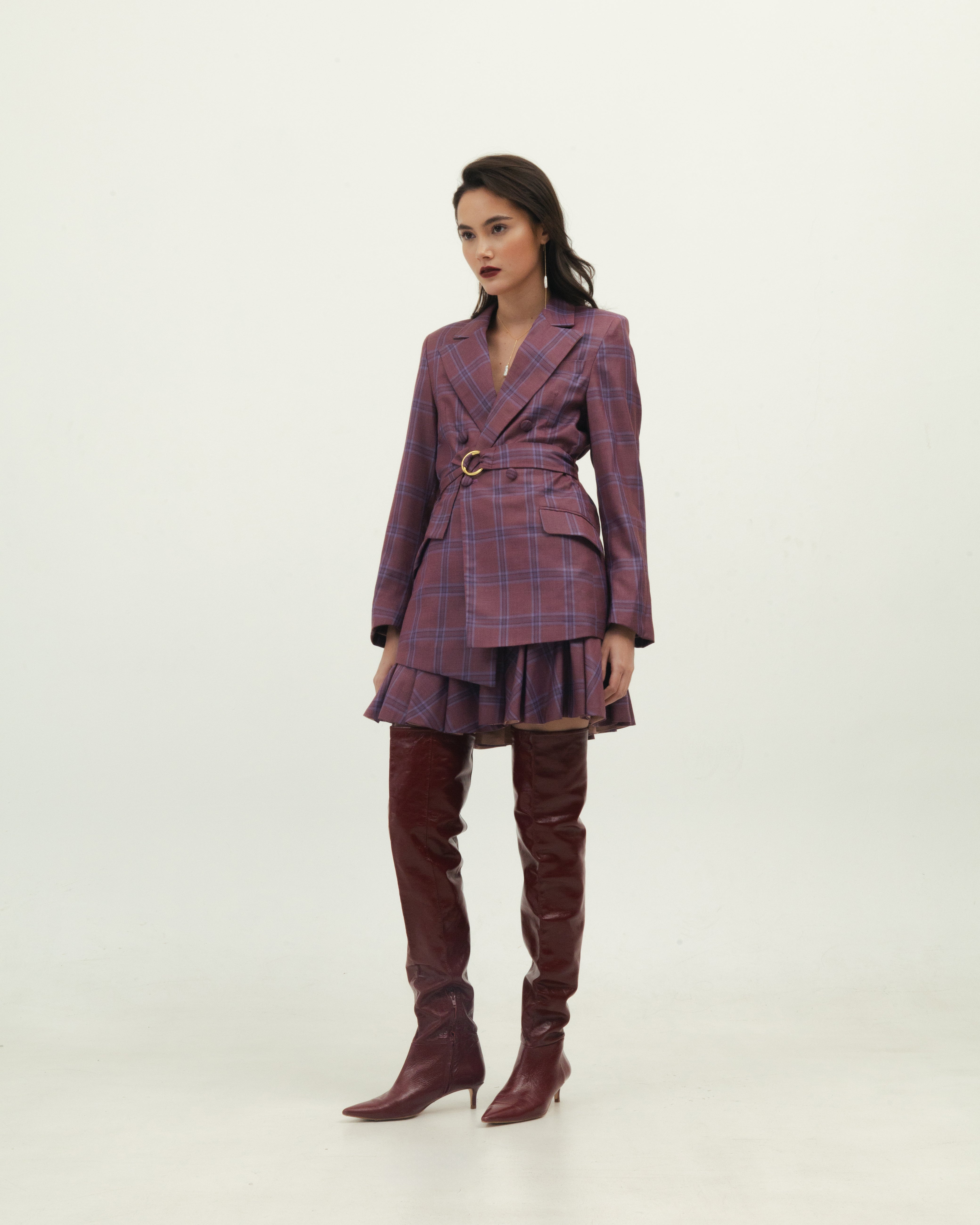Purple Plaid Suit Set