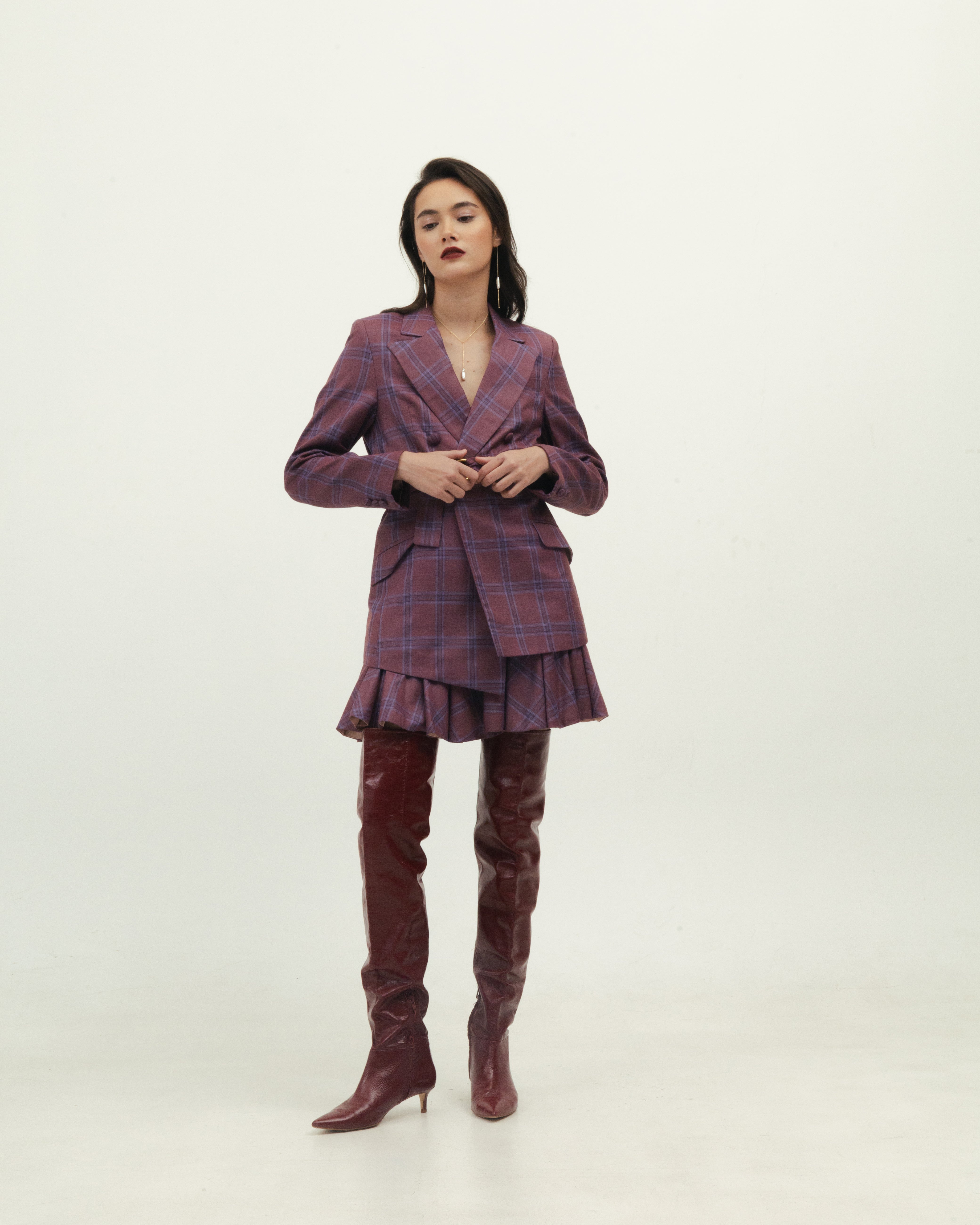 Purple Plaid Suit Set