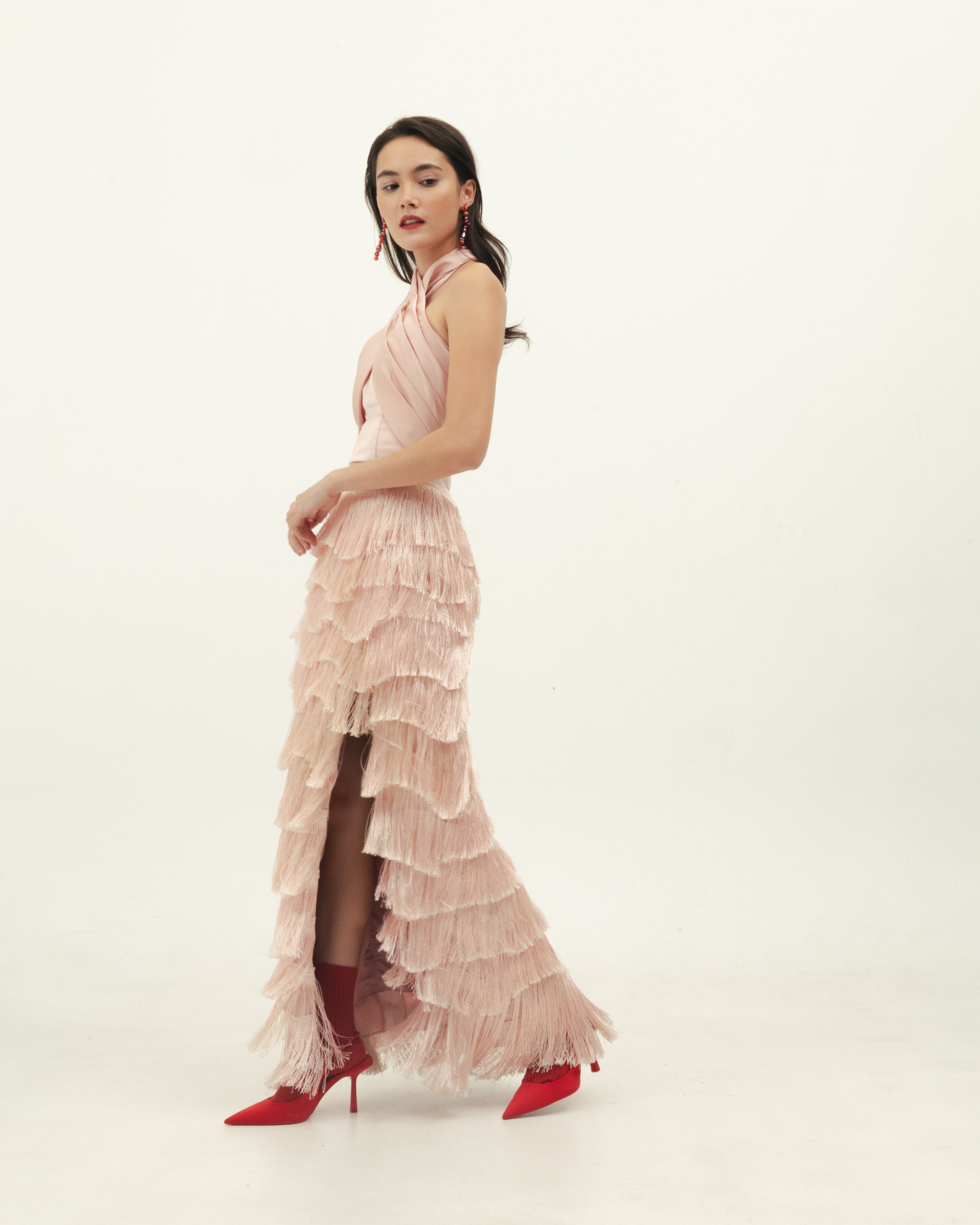 Pink Tiered Tassle Dress