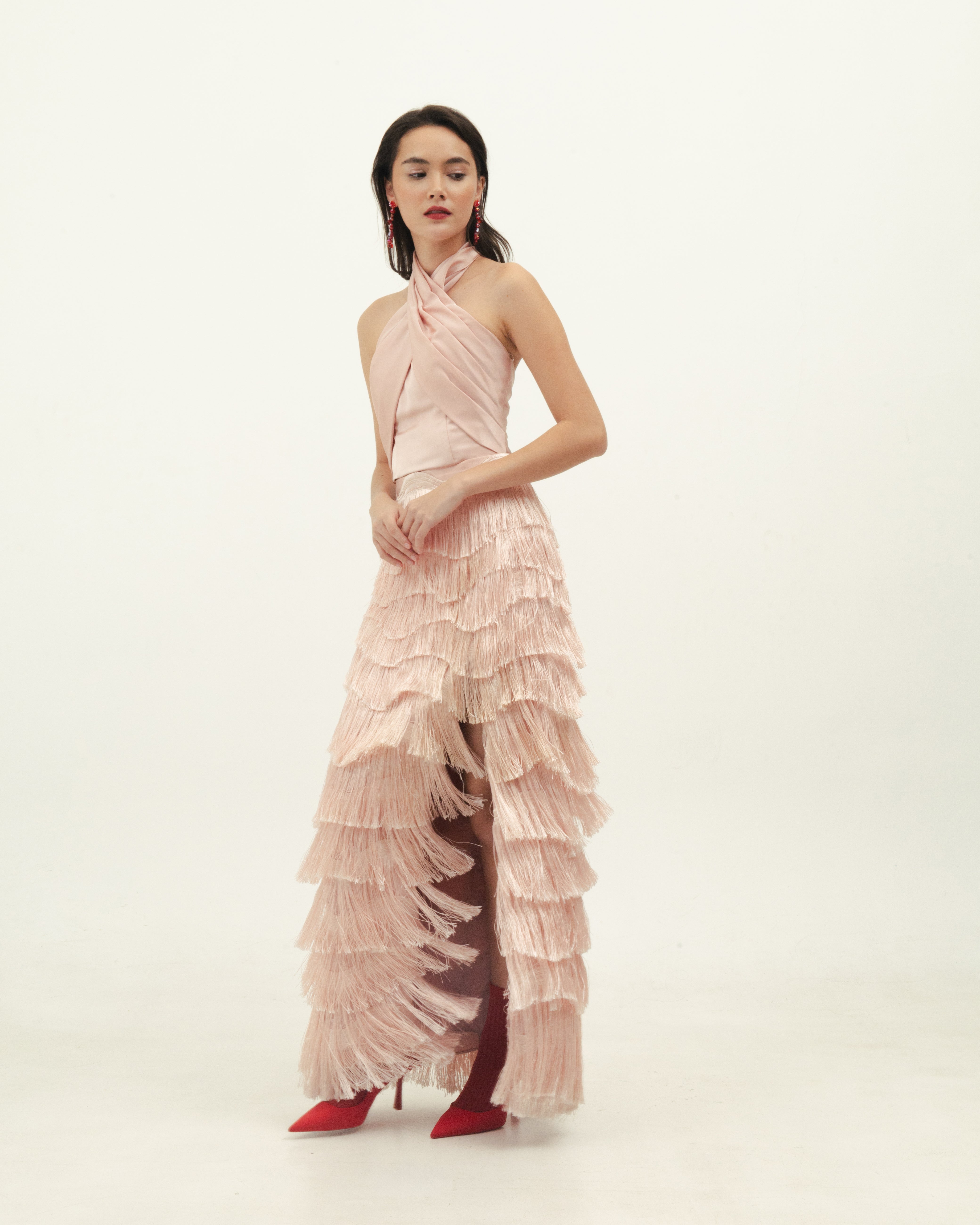 Pink Tiered Tassle Dress