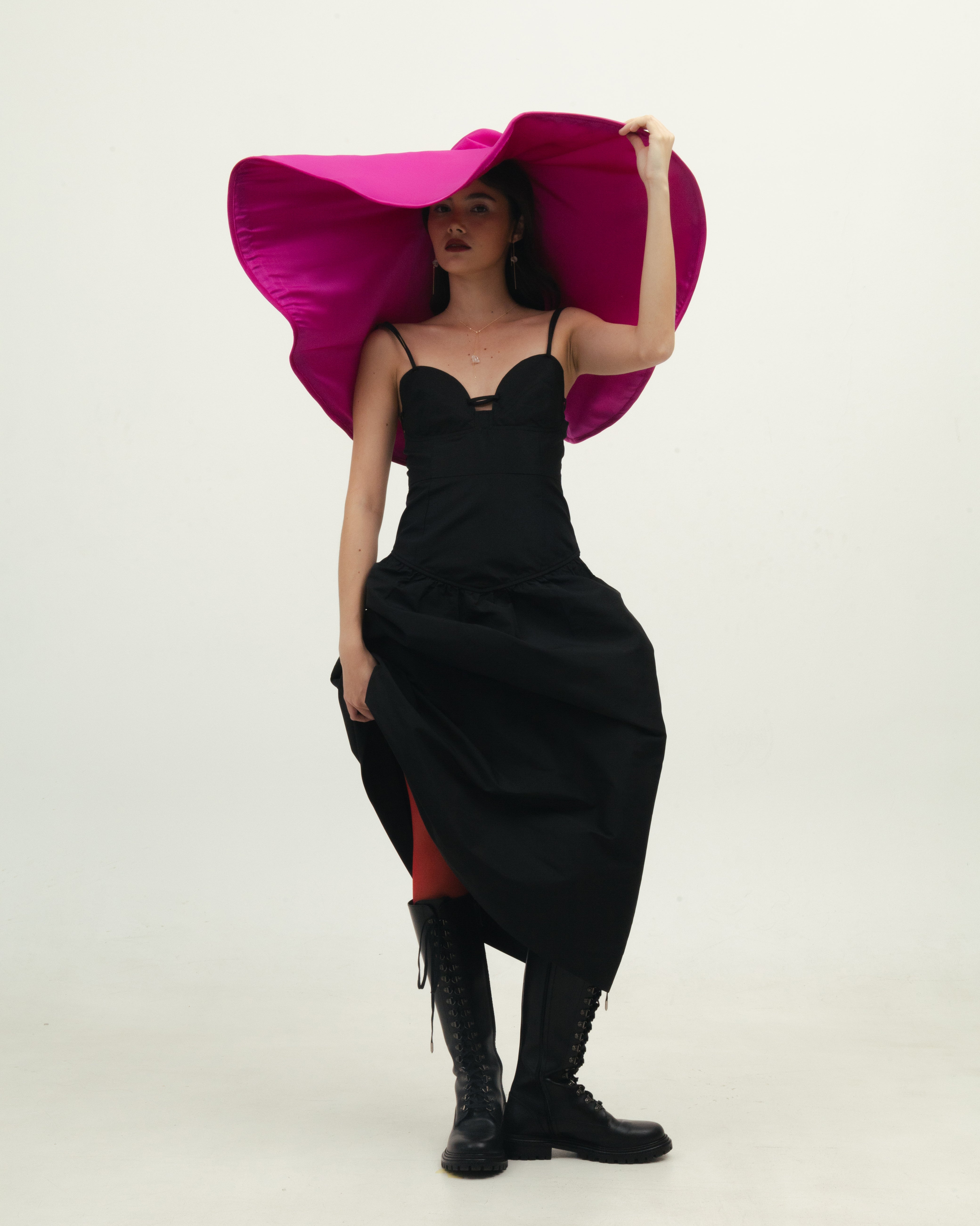Black Strapped Taffeta Dress