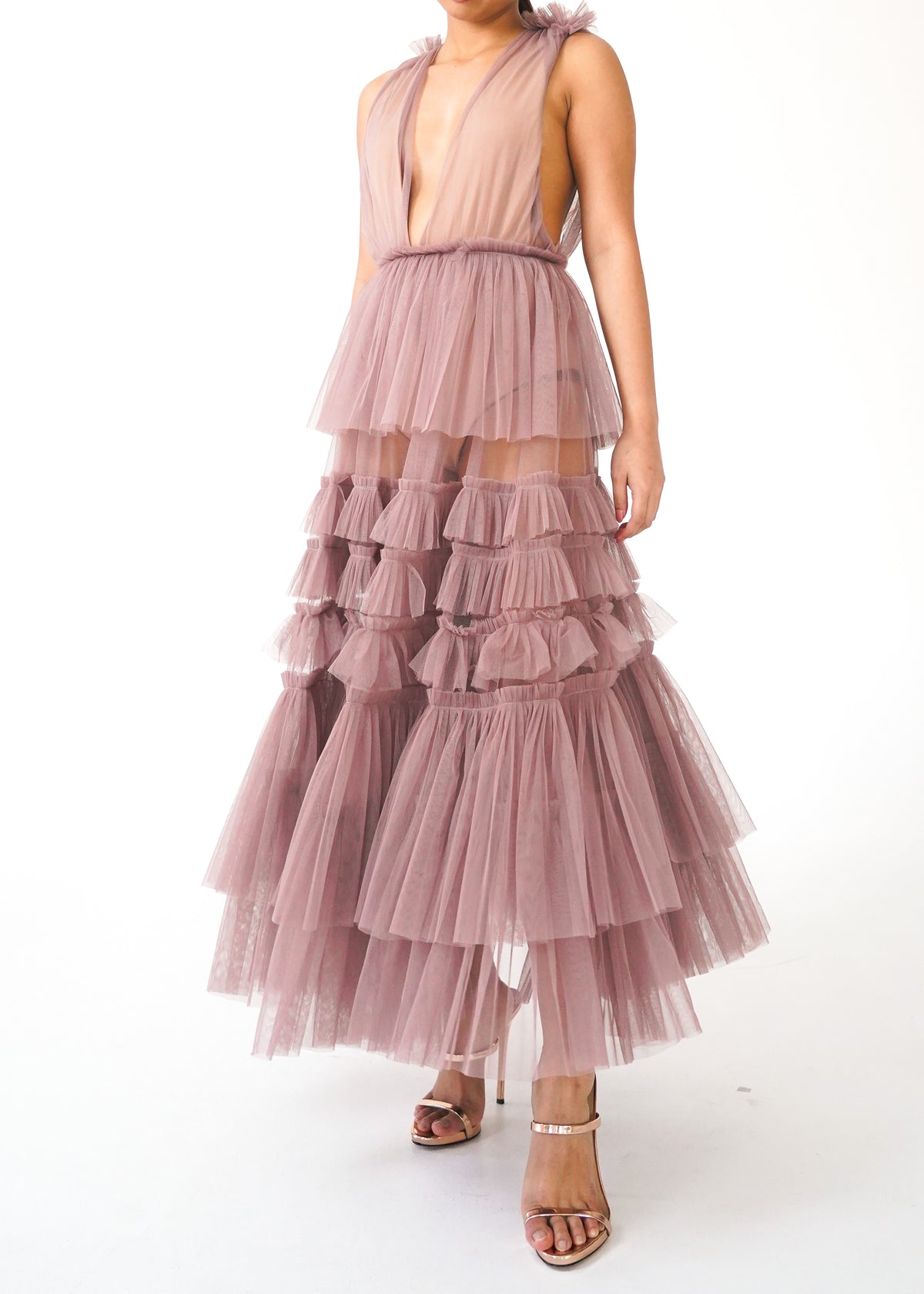 chinese dress ladies Long Sleeve Maxi Tulle A main image 1