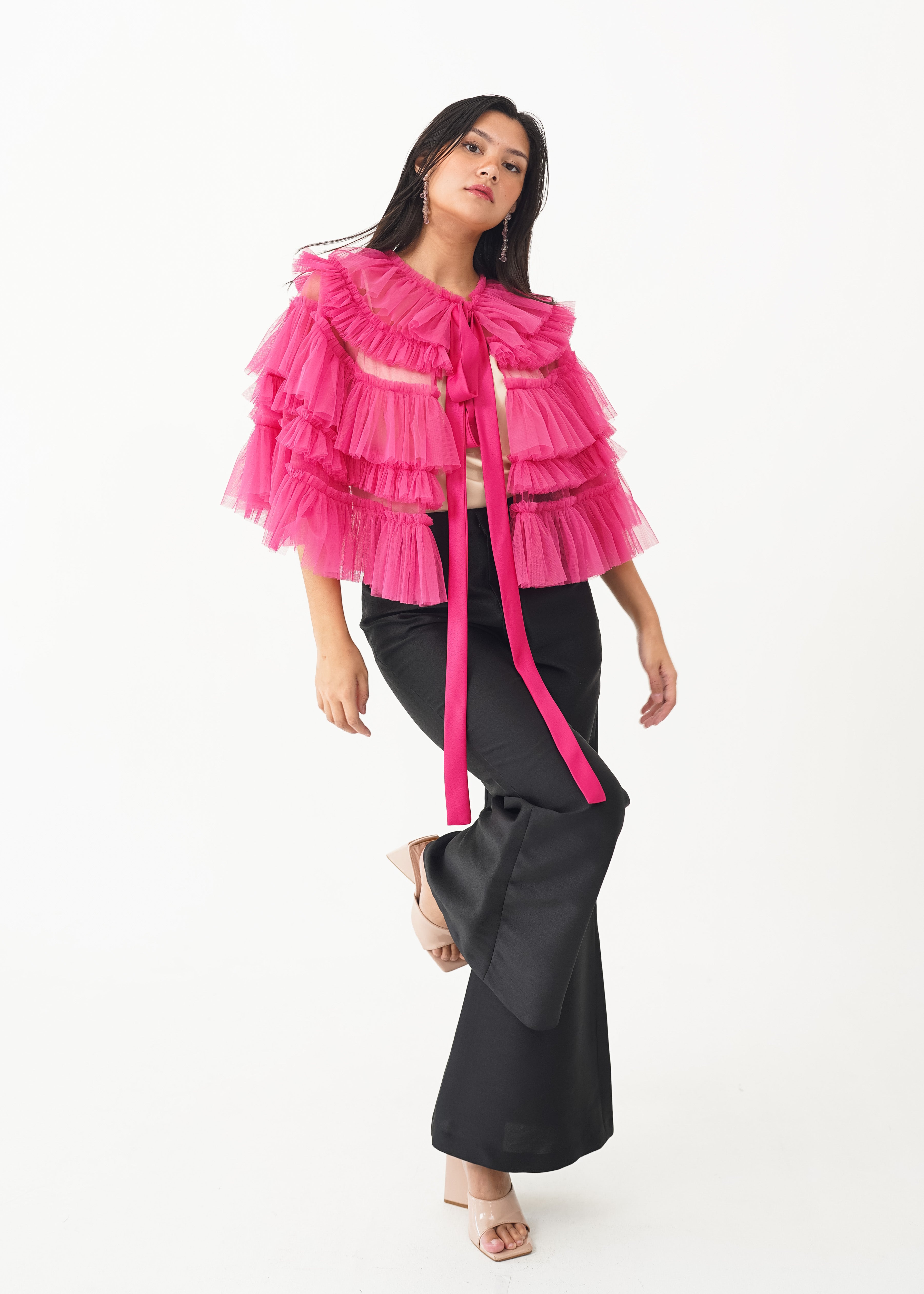 Fuchsia Tiered Capelet
