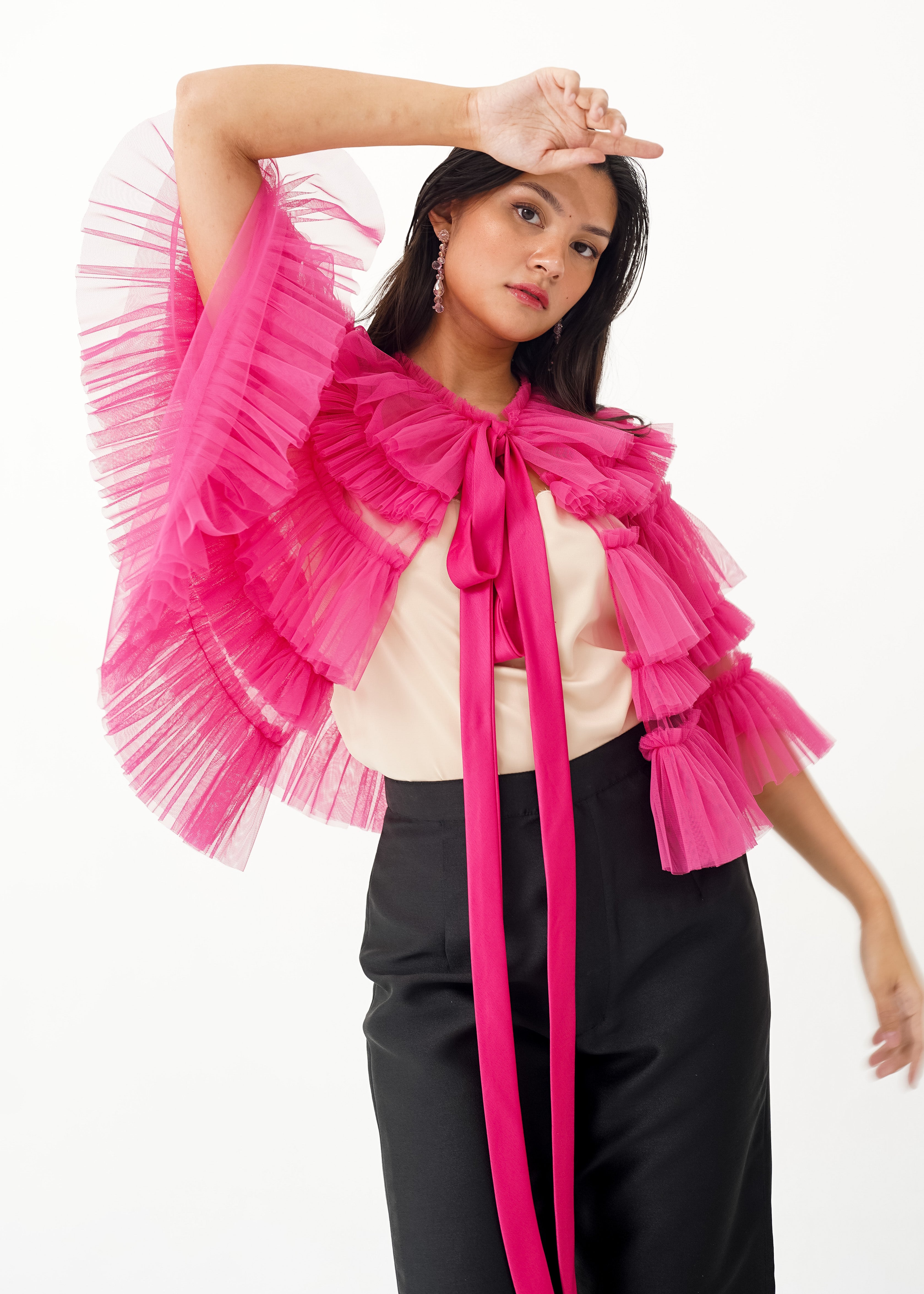 Fuchsia Tiered Capelet
