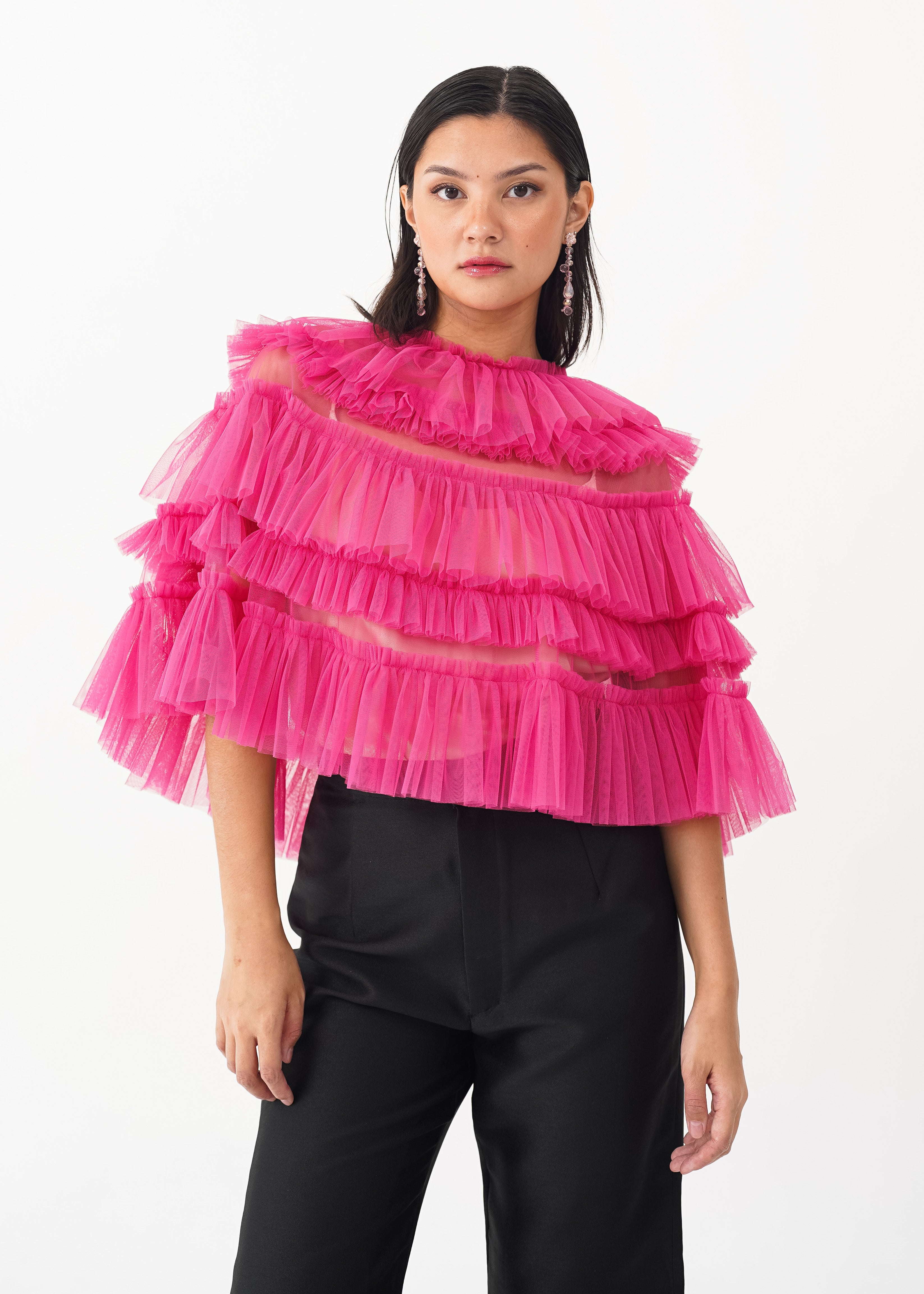 Fuchsia Tiered Capelet