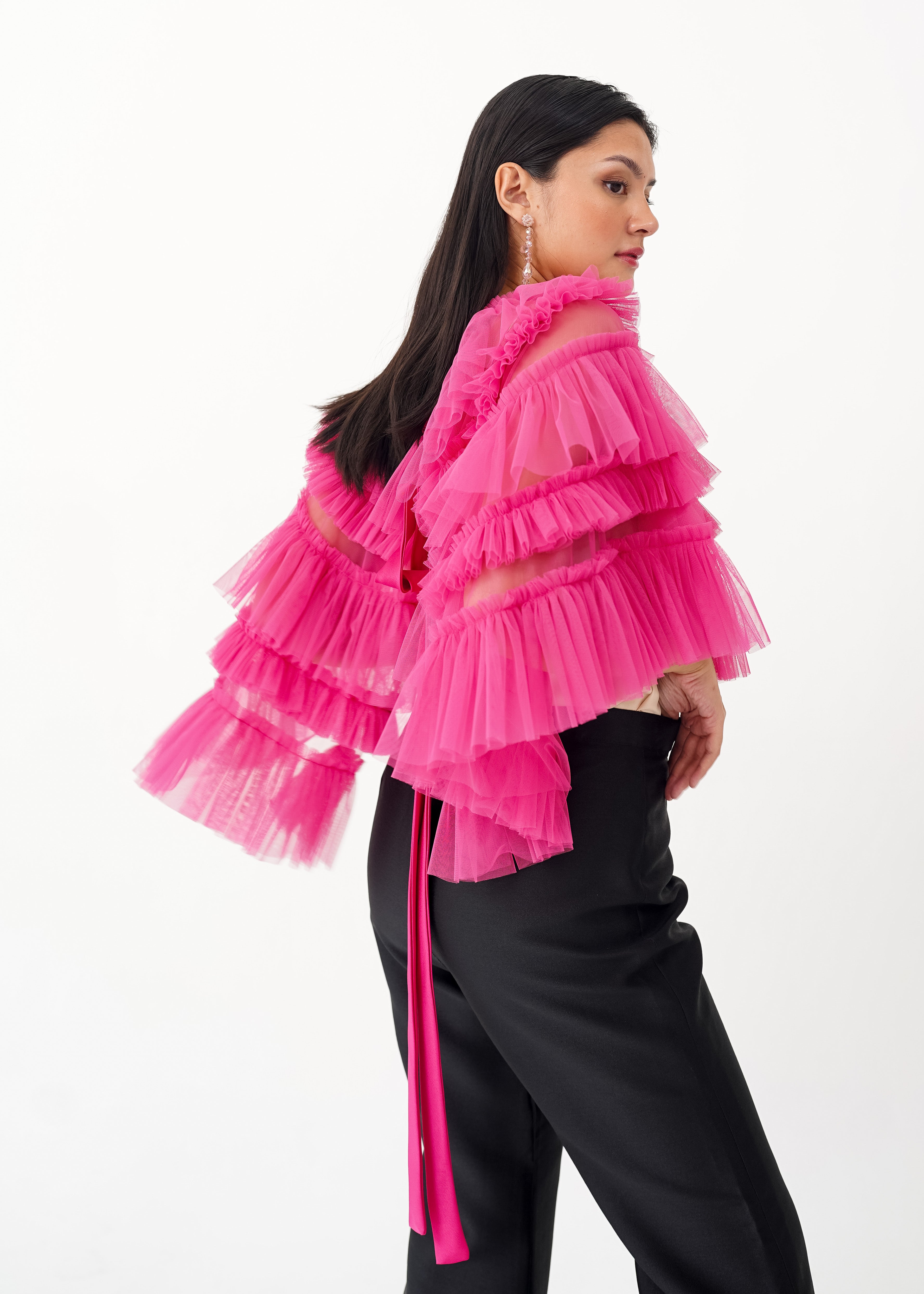 Fuchsia Tiered Capelet