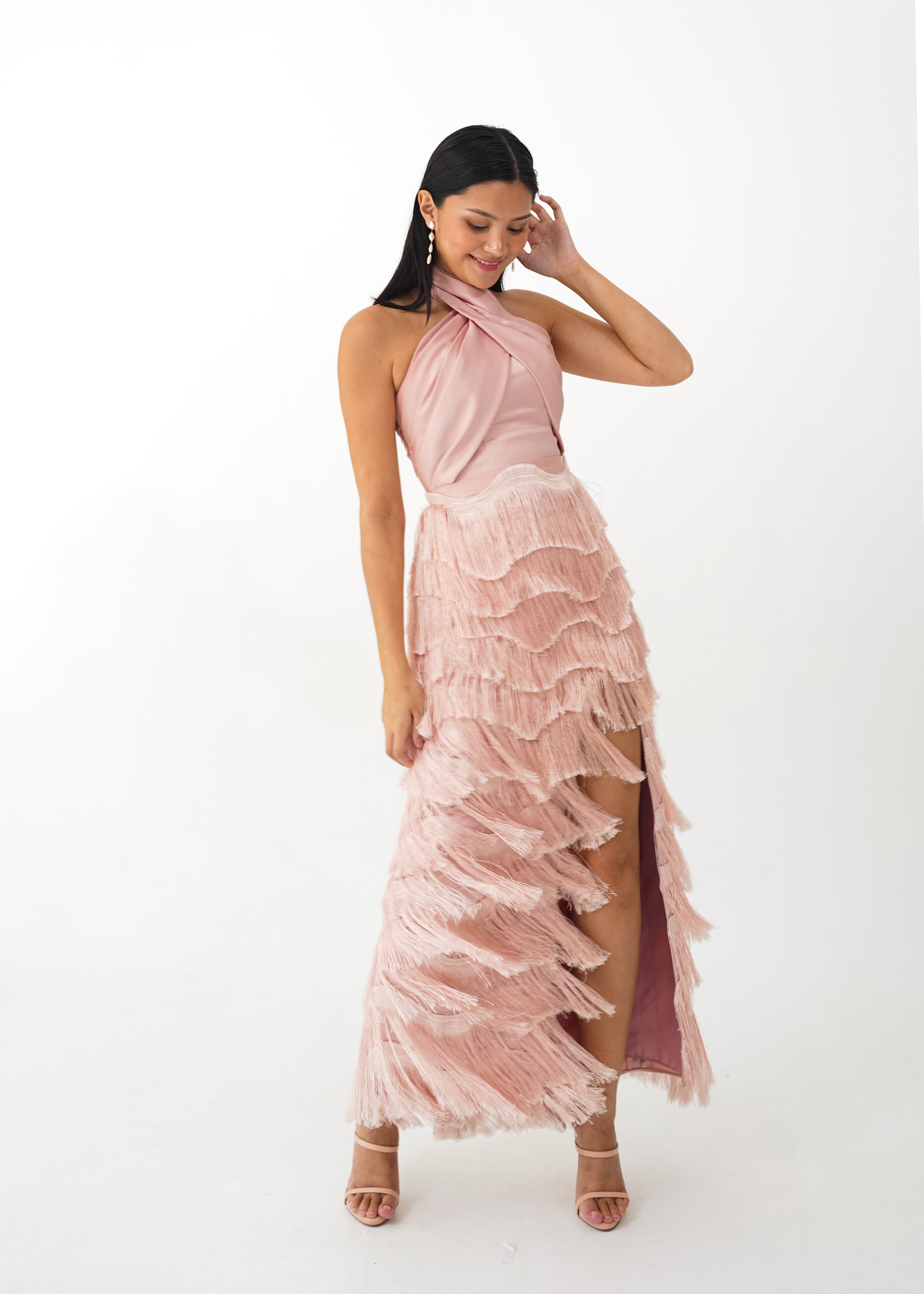 Pink Tiered Tassle Dress