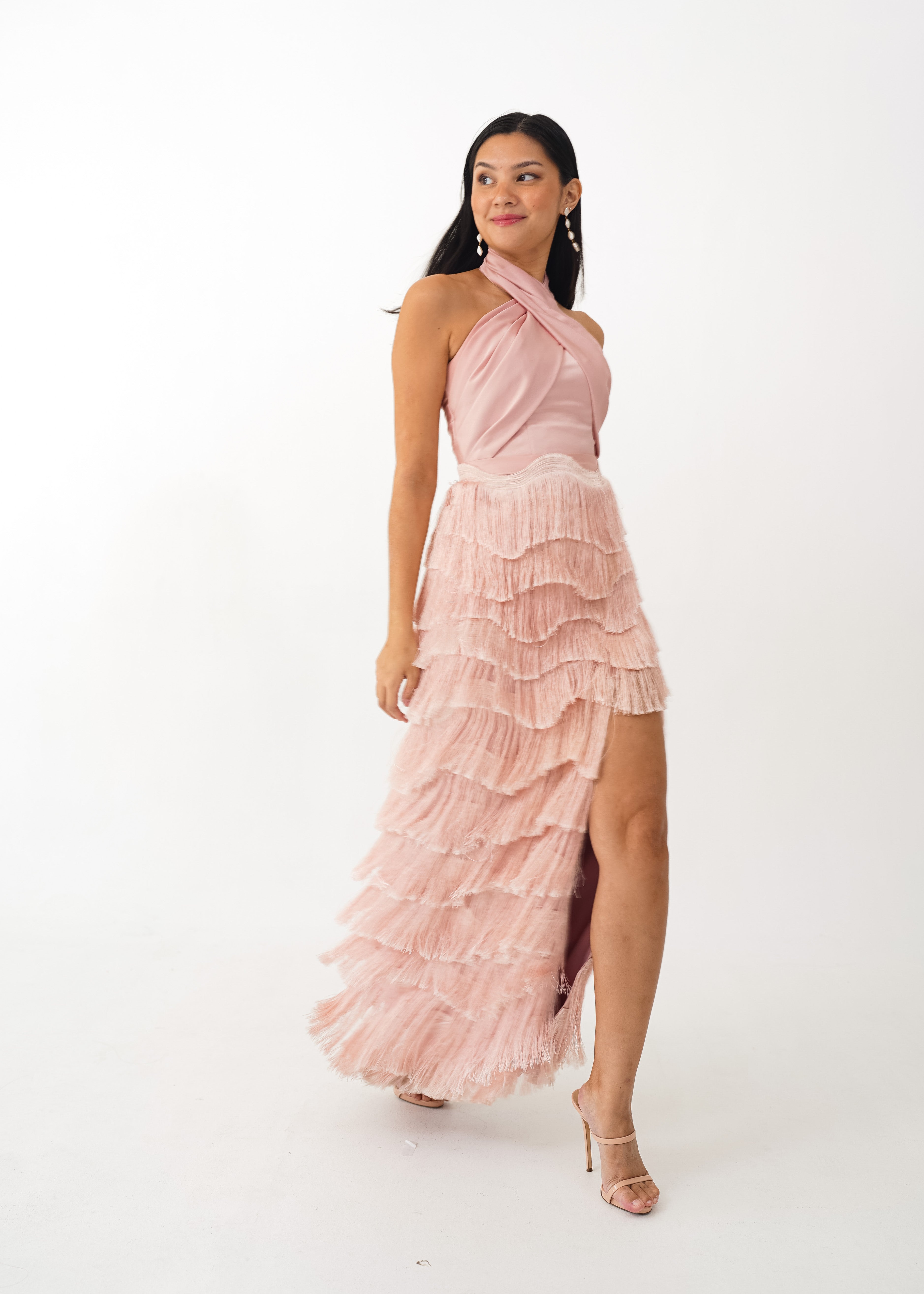 Pink Tiered Tassle Dress