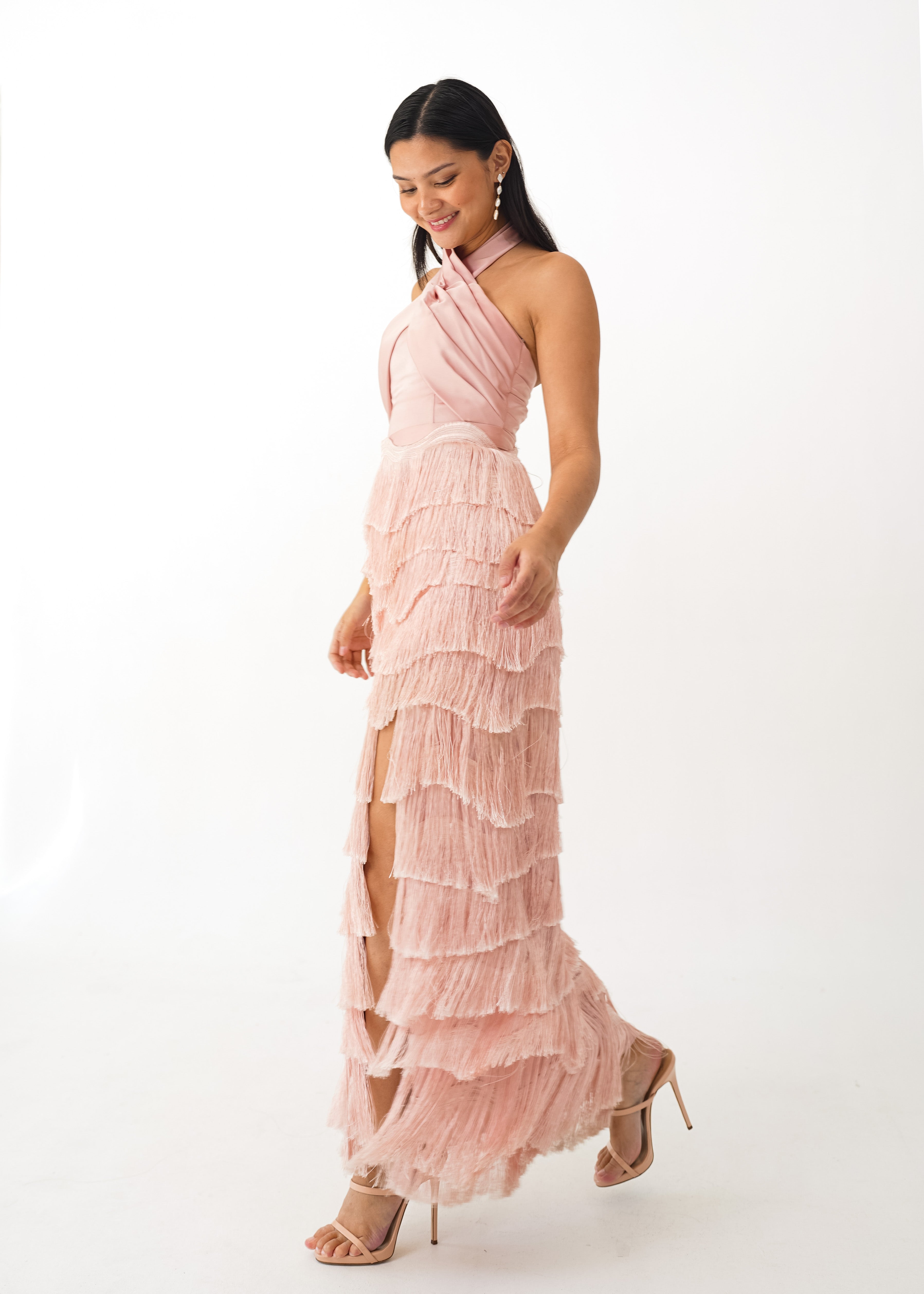 Pink Tiered Tassle Dress