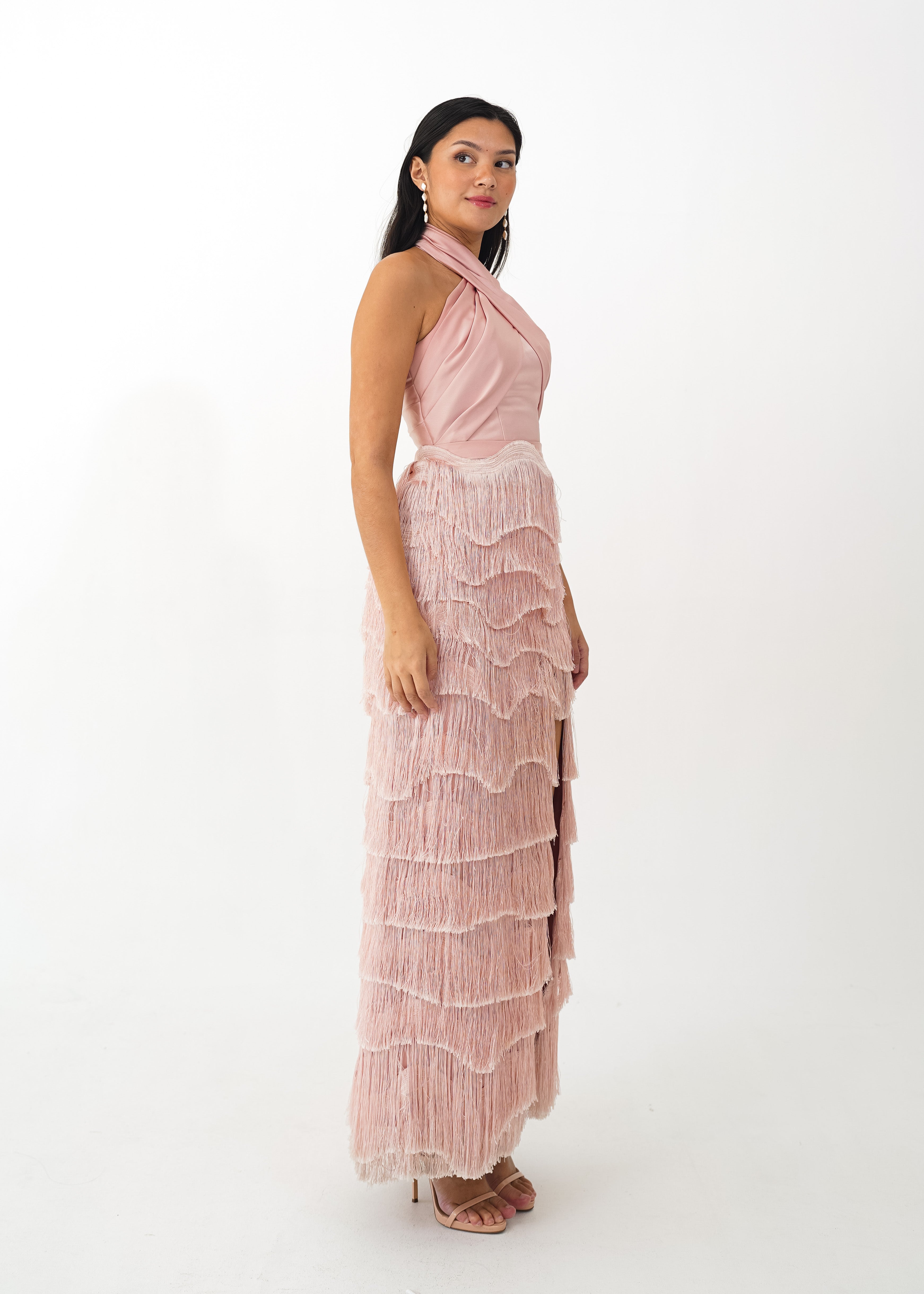 Pink Tiered Tassle Dress