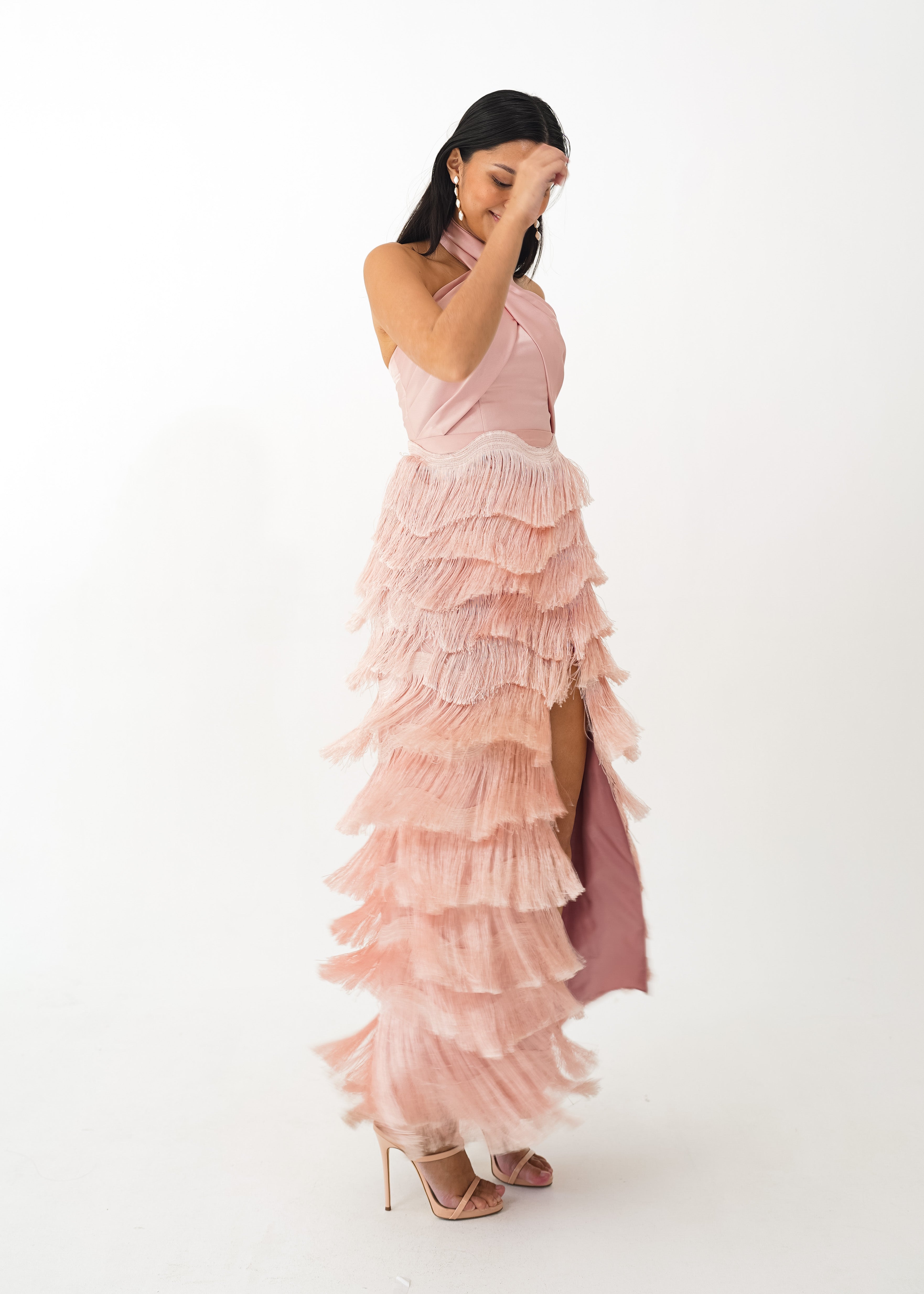 Pink Tiered Tassle Dress