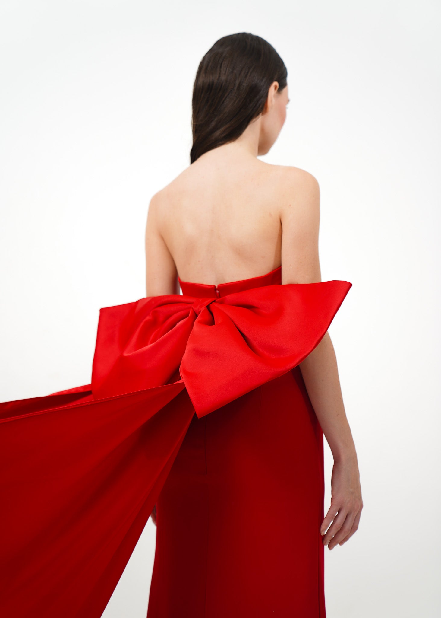 Red Tube Dress with Bow Detail
