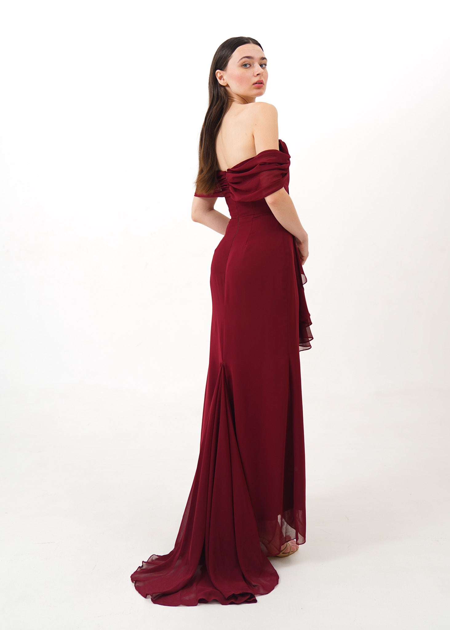 Maroon Drape Gown