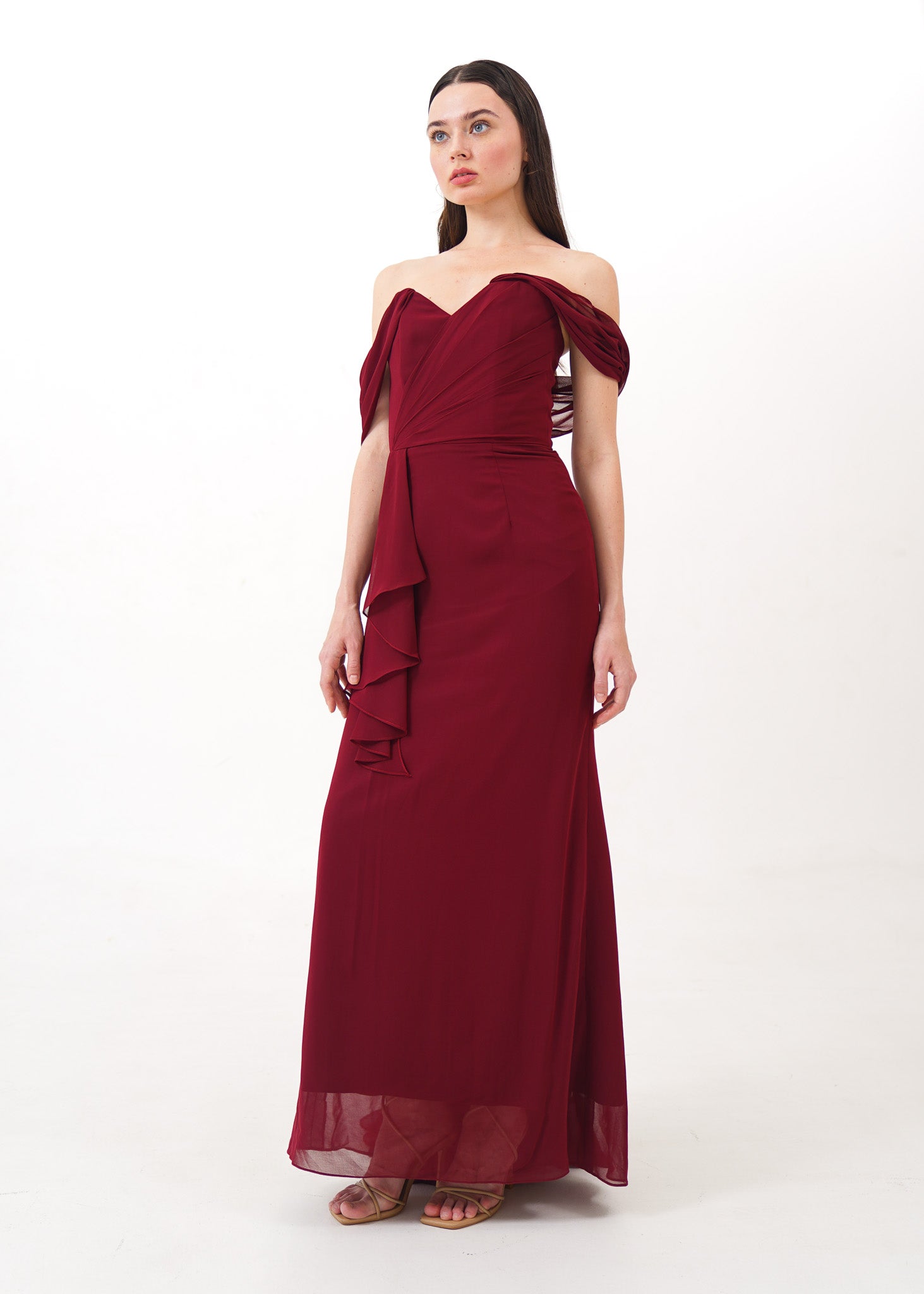 Maroon Drape Gown