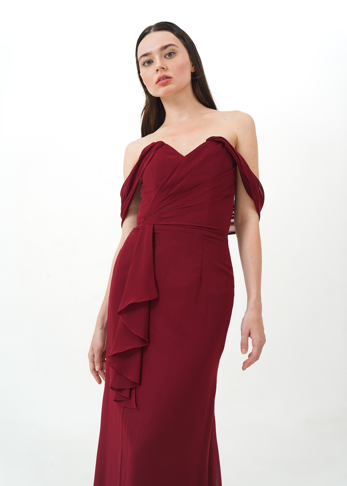 Maroon Drape Gown