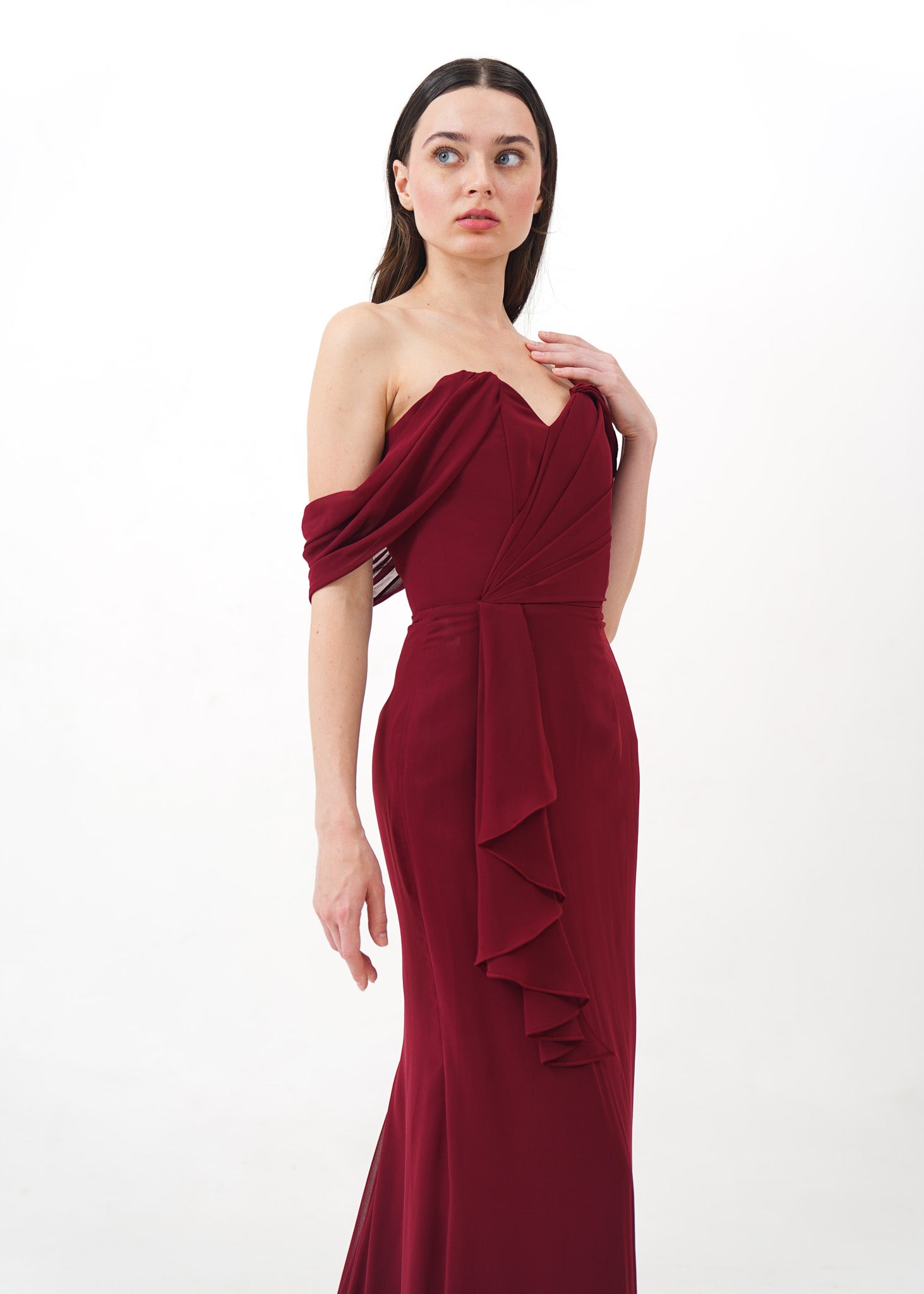 Maroon Drape Gown