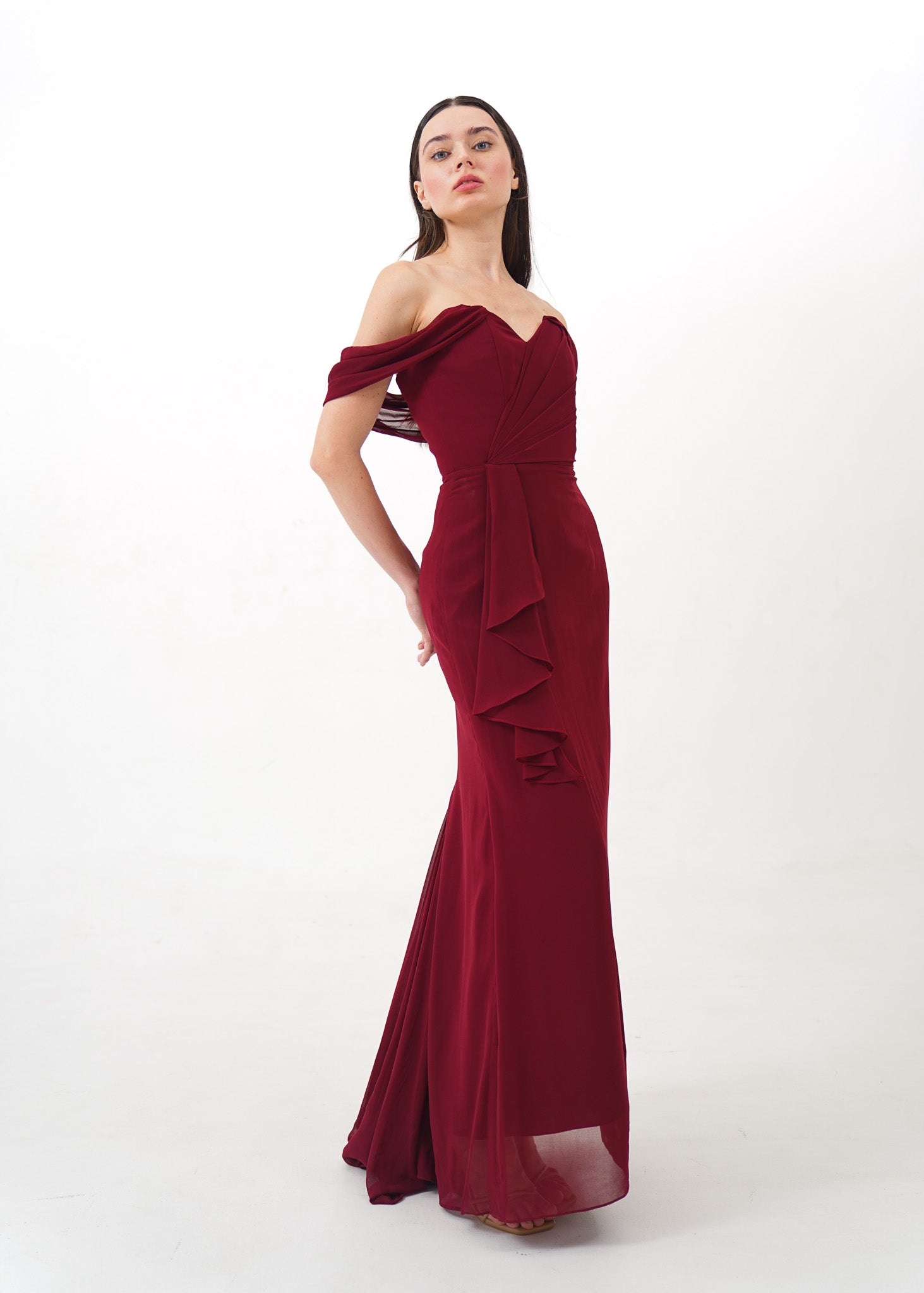 Maroon Drape Gown