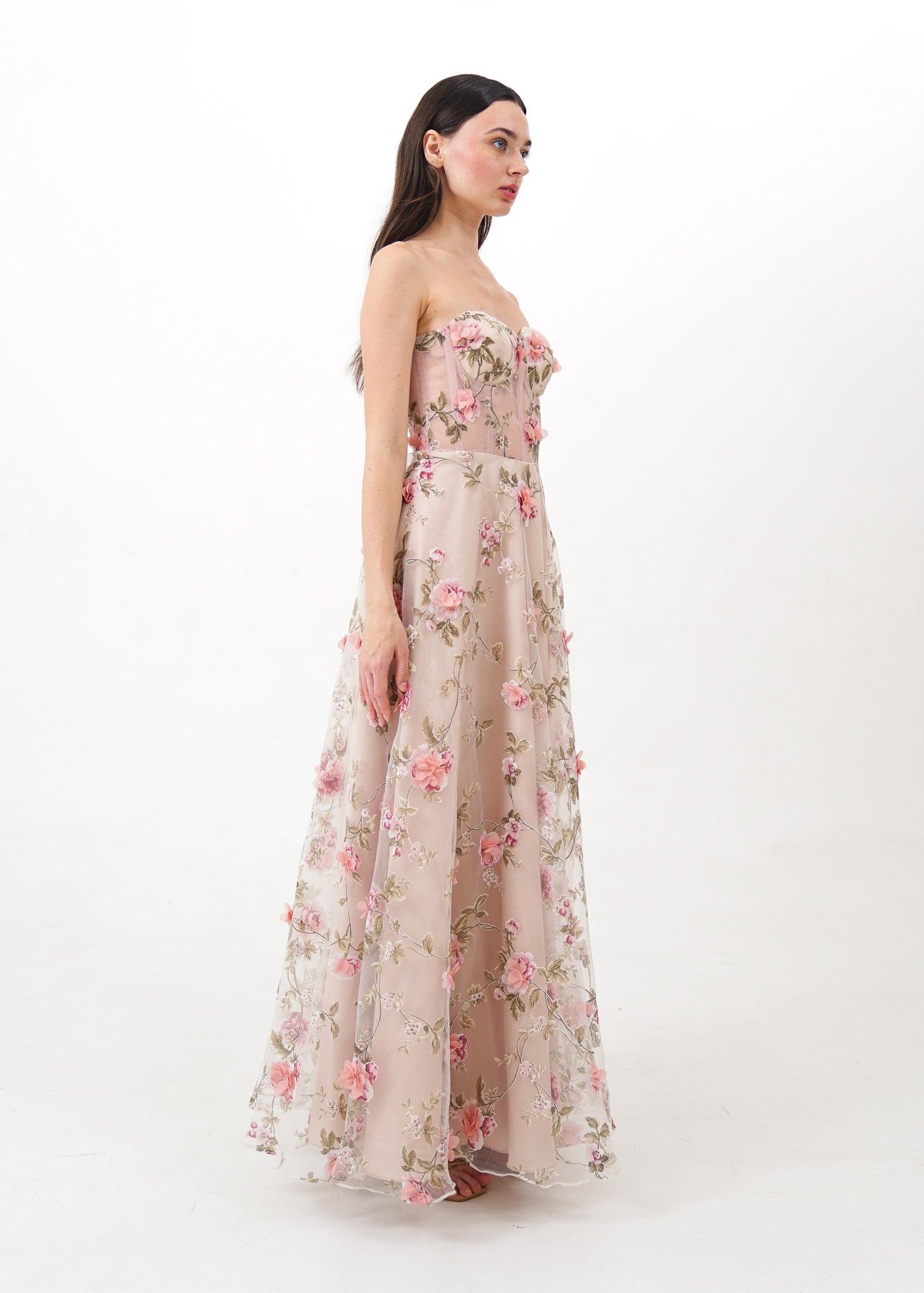 Blush Pink Gown with Floral Appliques
