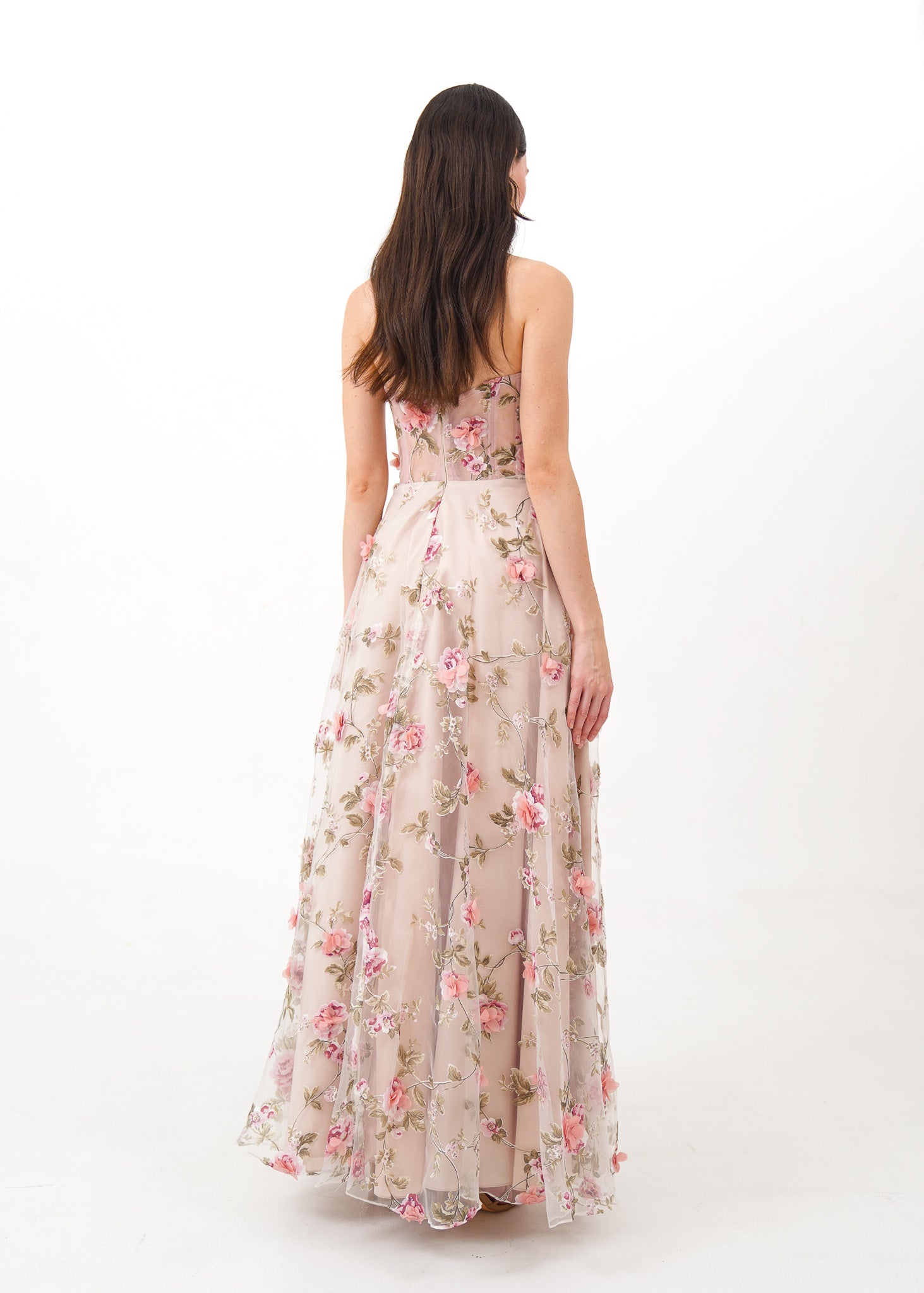 Blush Pink Gown with Floral Appliques