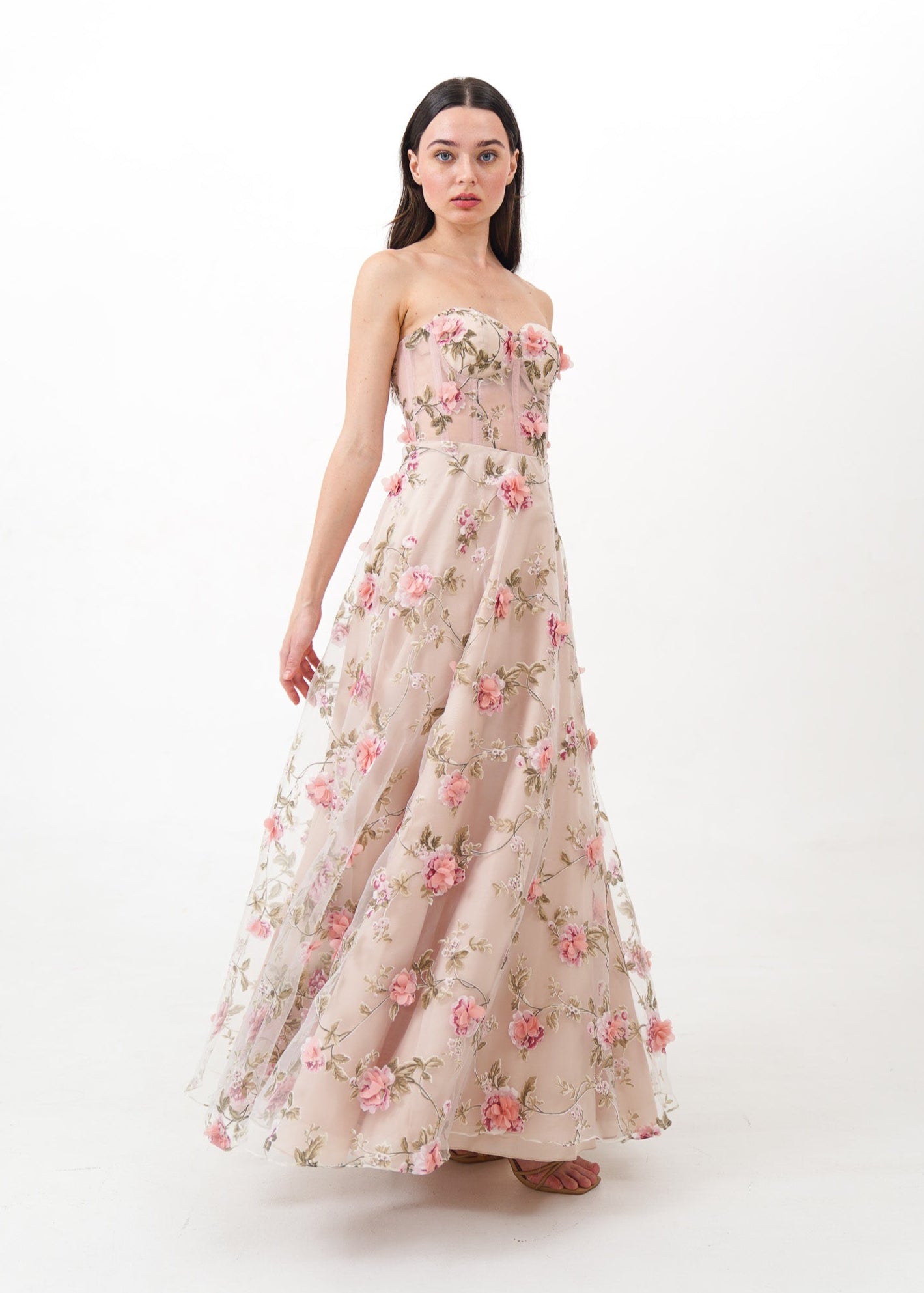 Blush Pink Gown with Floral Appliques