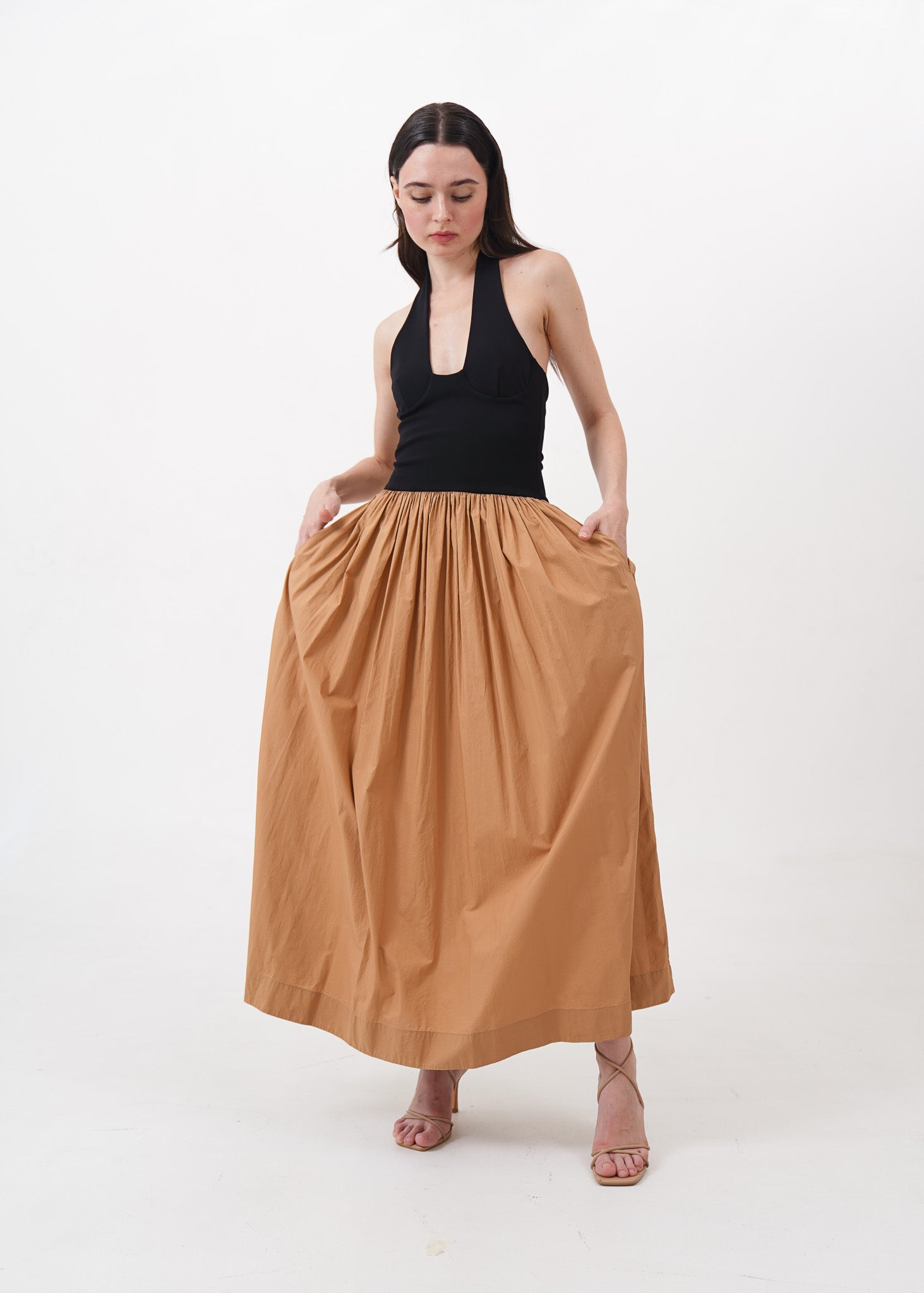 Halter Duo Dress Black and Brown